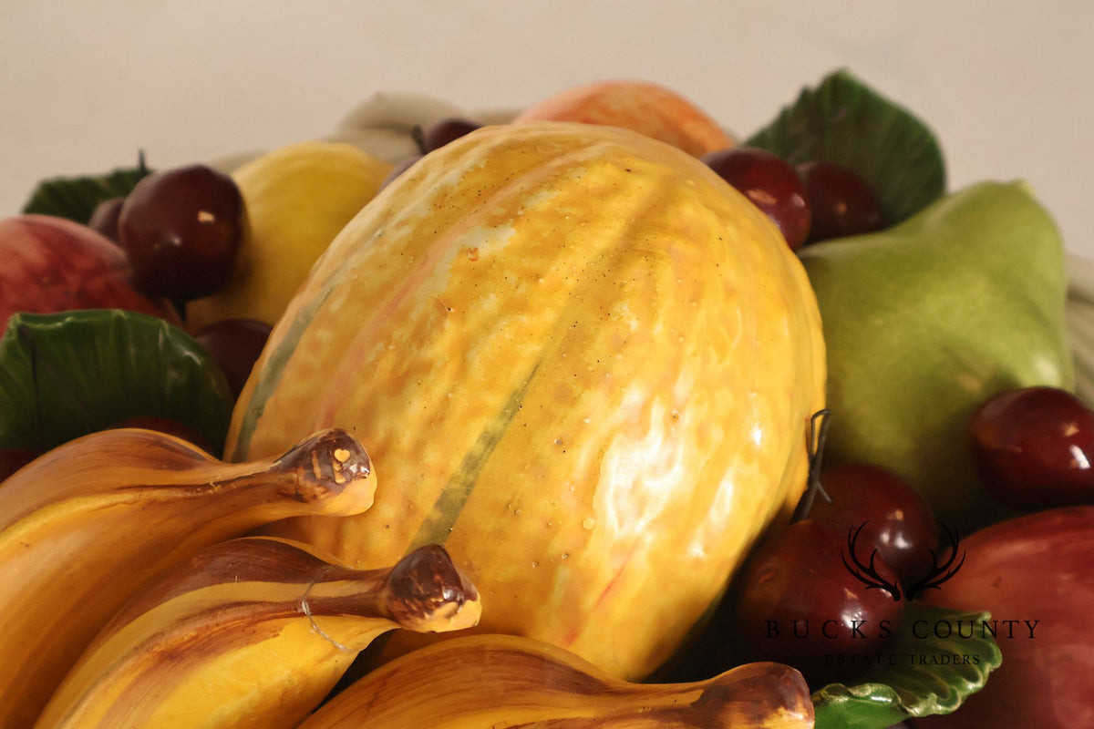 Italian Glazed Ceramic Fruit Basket Centerpiece