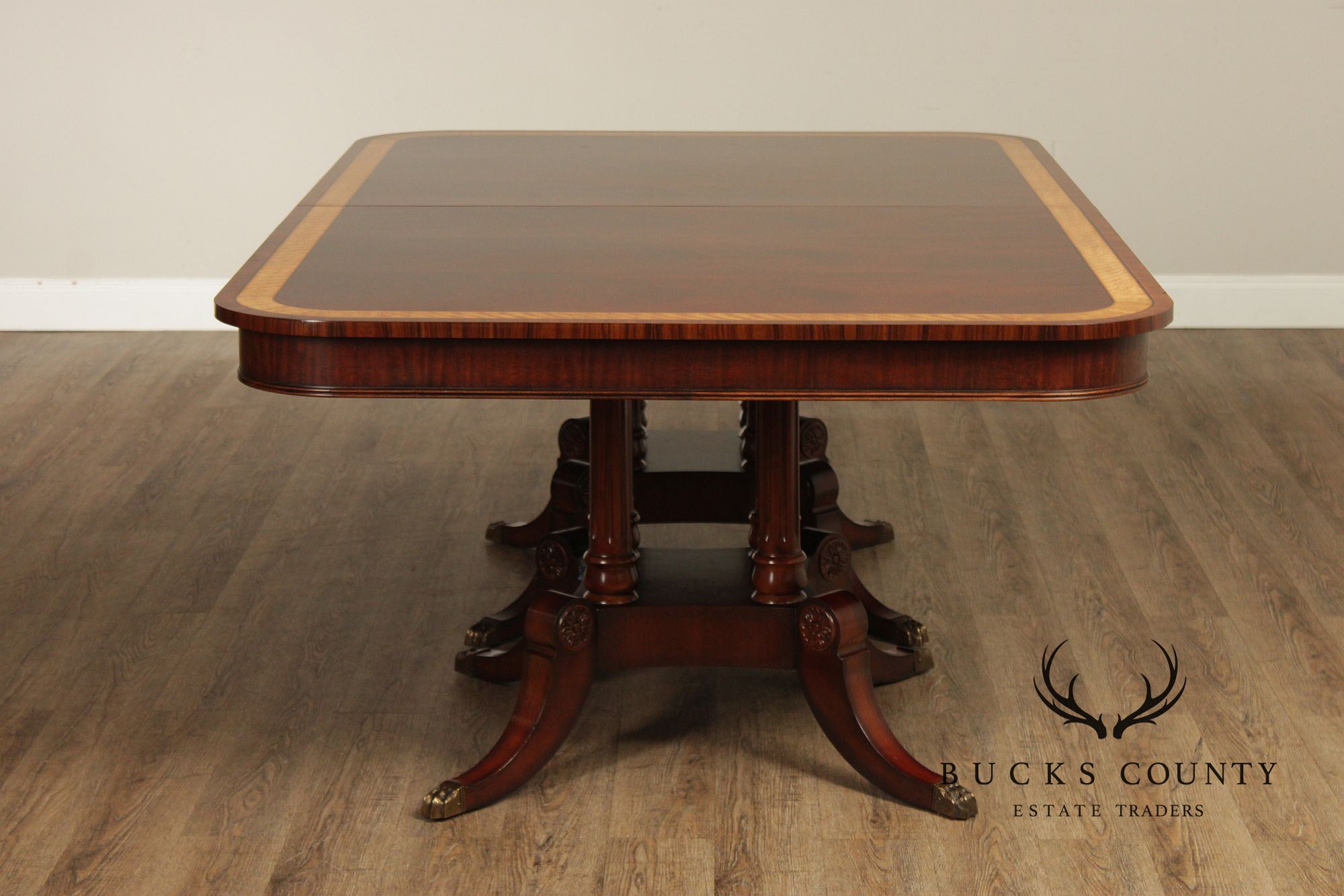 Henredon Natchez Mahogany Double Pedestal Dining Table With Three Leaves