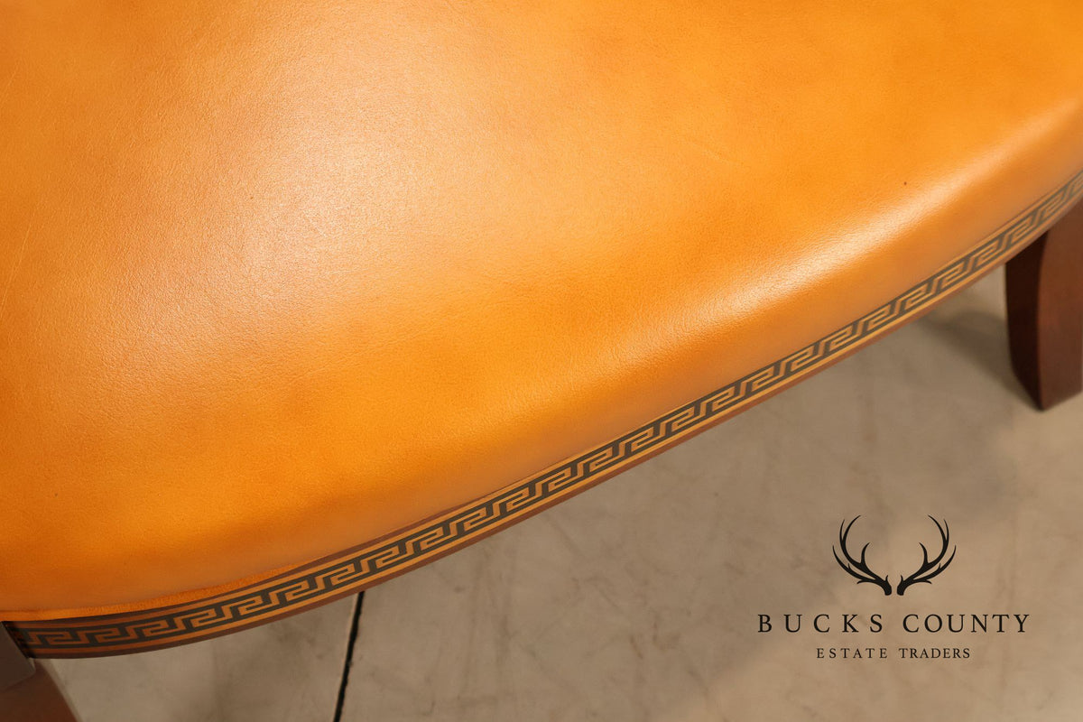 Neoclassical Empire Style Pair Of Mahogany And Leather Armchairs