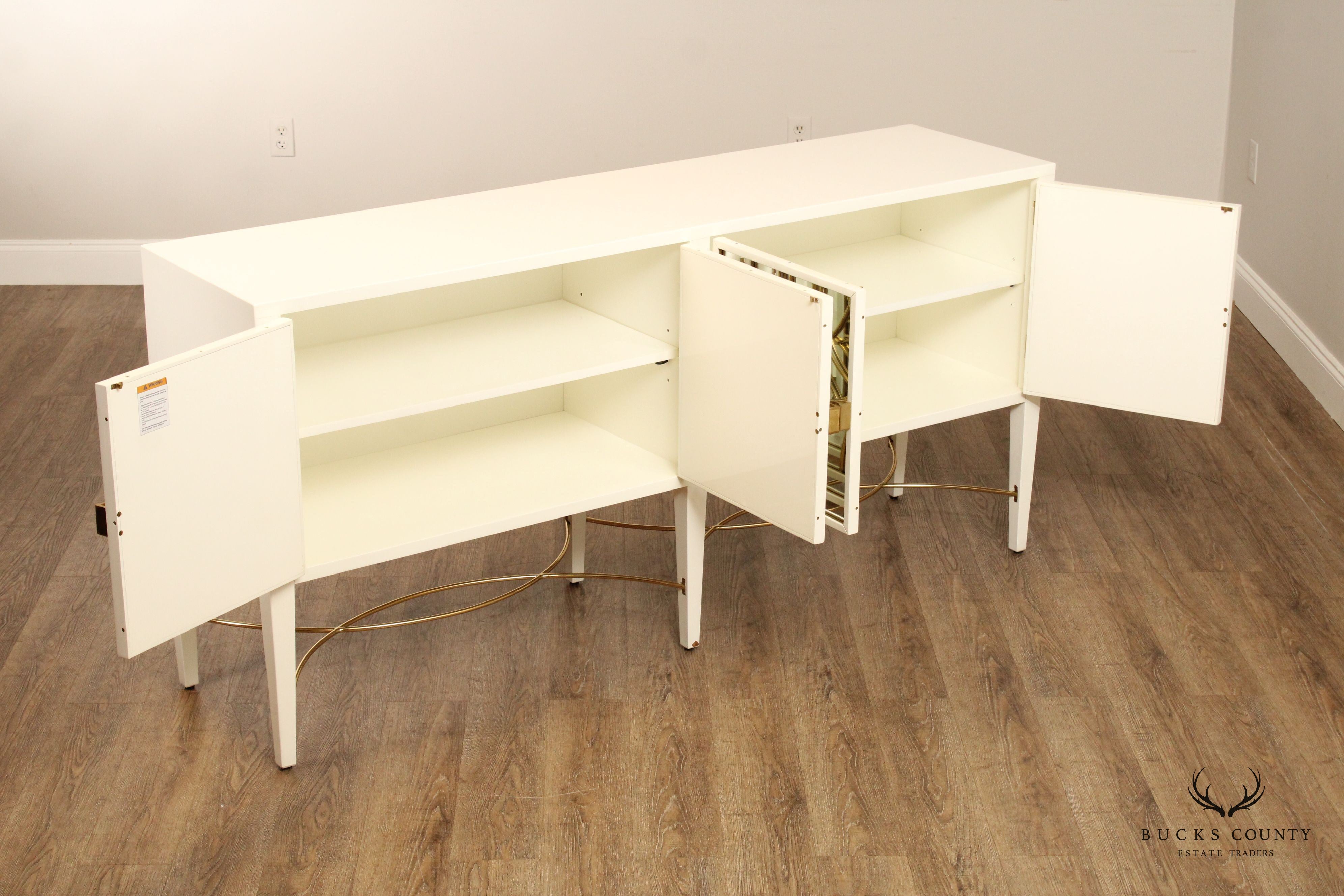 Alden Parkes Designs White Lacquer Mirror Door Sideboard Console