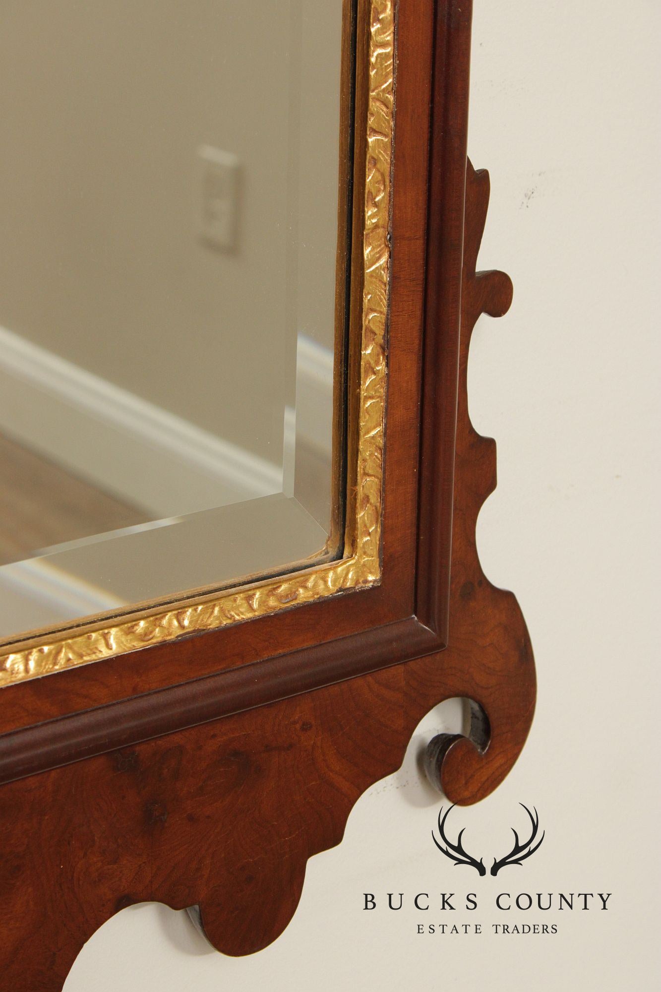 Friedman Brothers Colonial Williamsburg Burl Walnut Wall Mirror