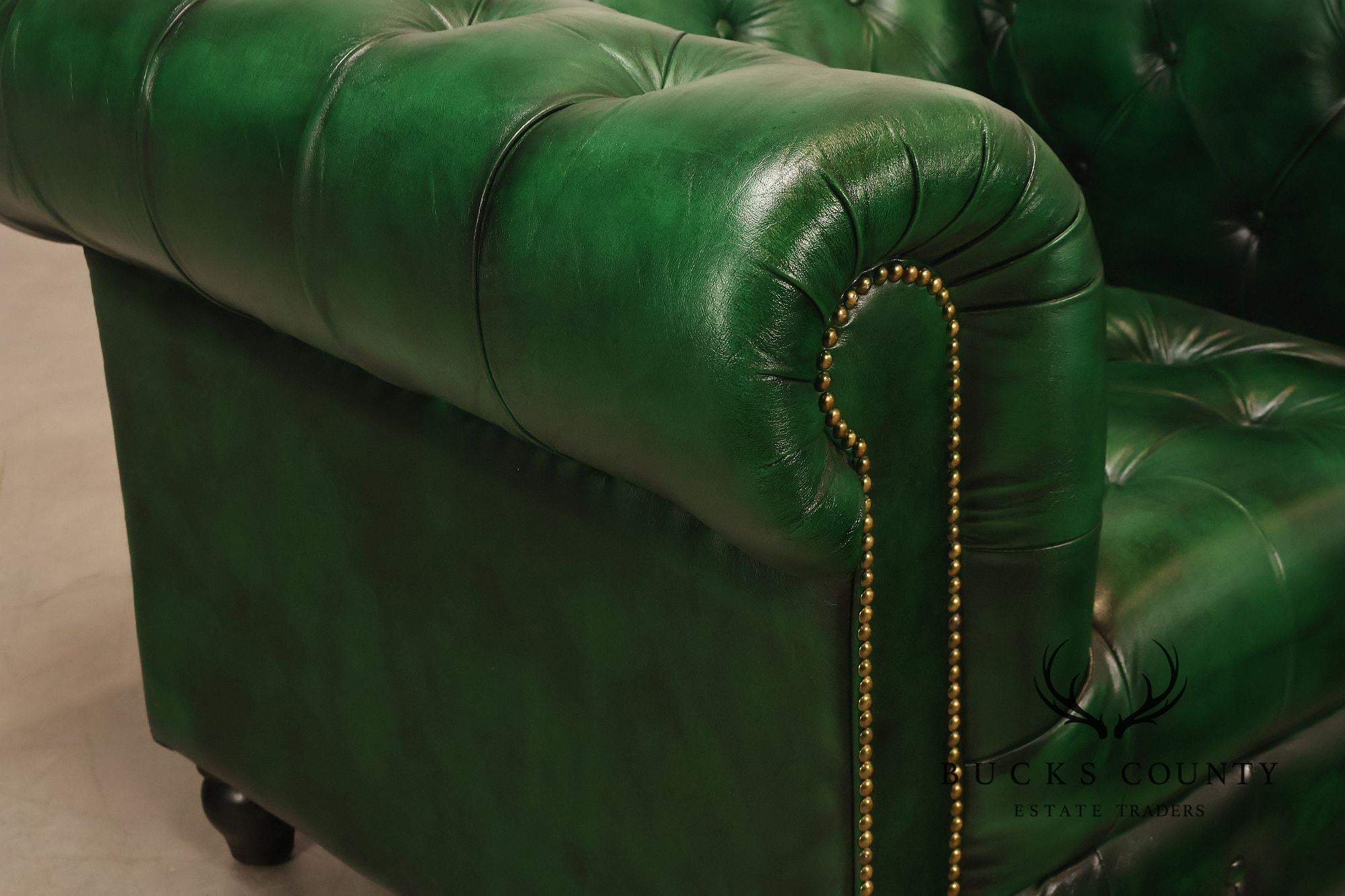 Chesterfield Style Polo Green Tufted Leather Club Chair