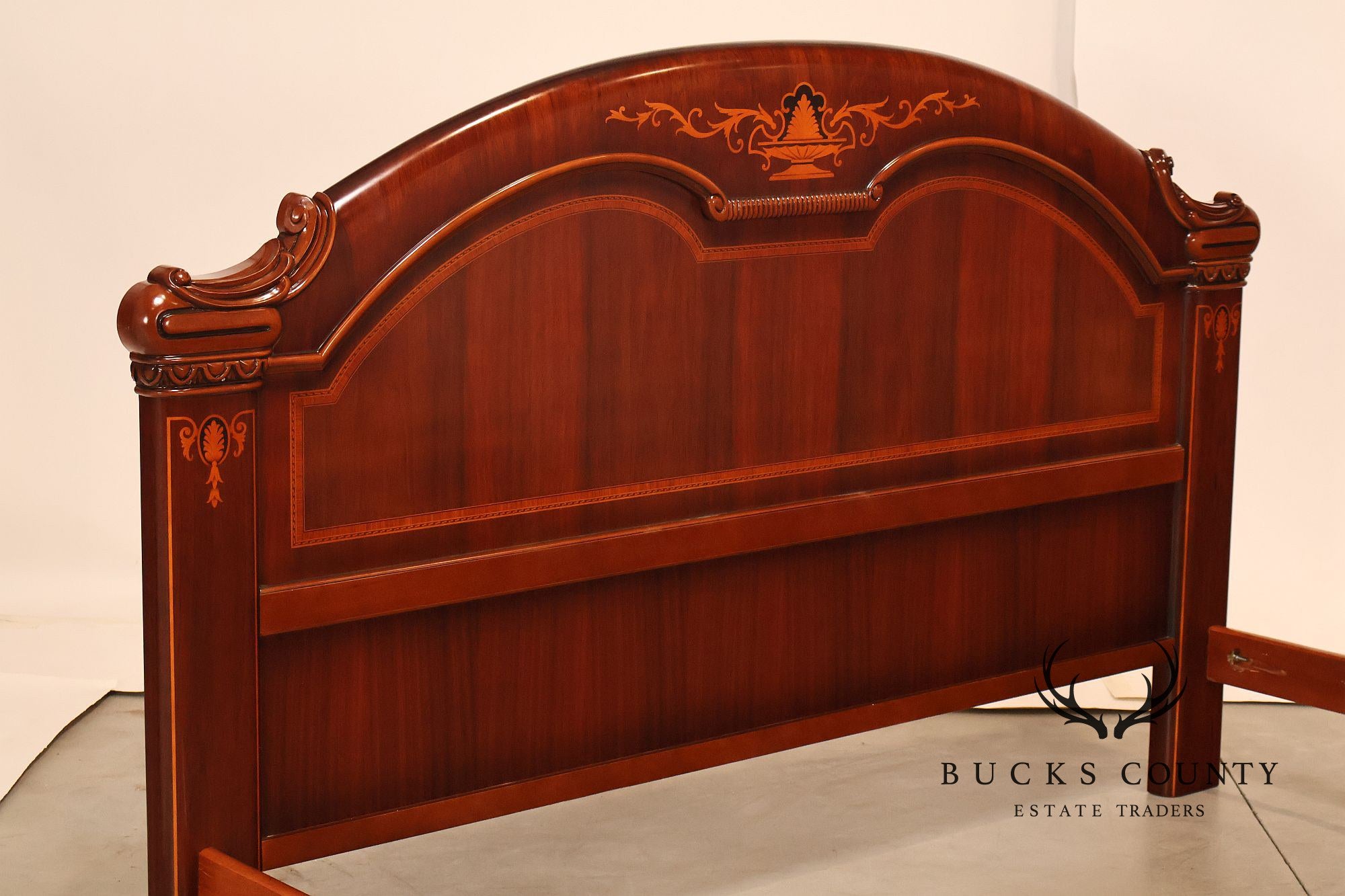 Italian Neoclassical Style King Size Mahogany Inlaid Bed