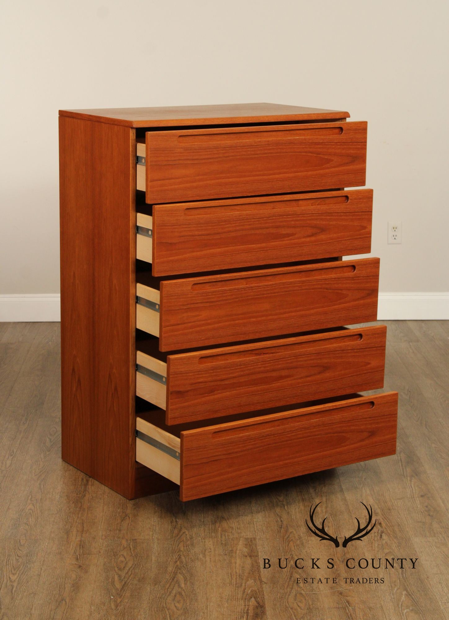 Danish Modern Teak Tall Chest of Drawers