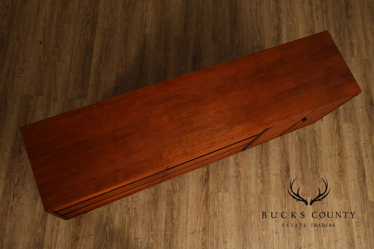 Calvin Mid Century Modern Cane Door Teak Dresser