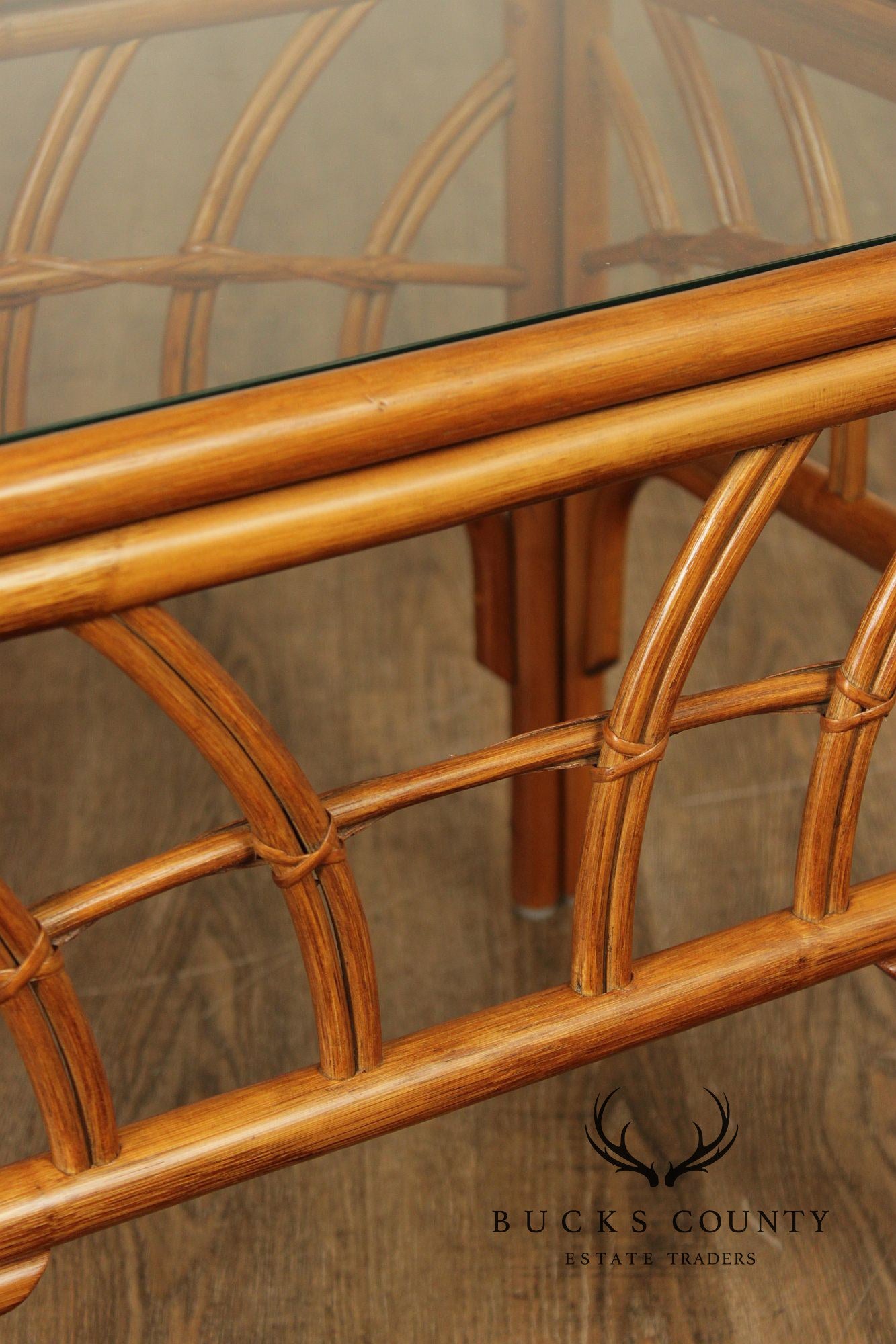 South Sea Rattan  'New Kauai' Glass Top Side Table