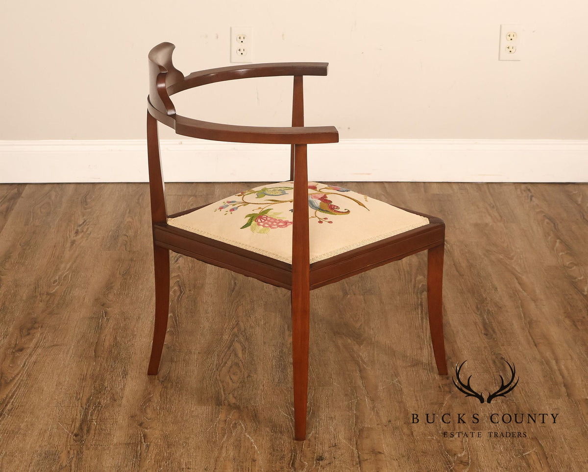 Scandinavian Carved and Embroidered Corner Chair