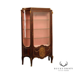 French Regence Style Gilt Bronze Mounted King Wood Vitrine Display Cabinet