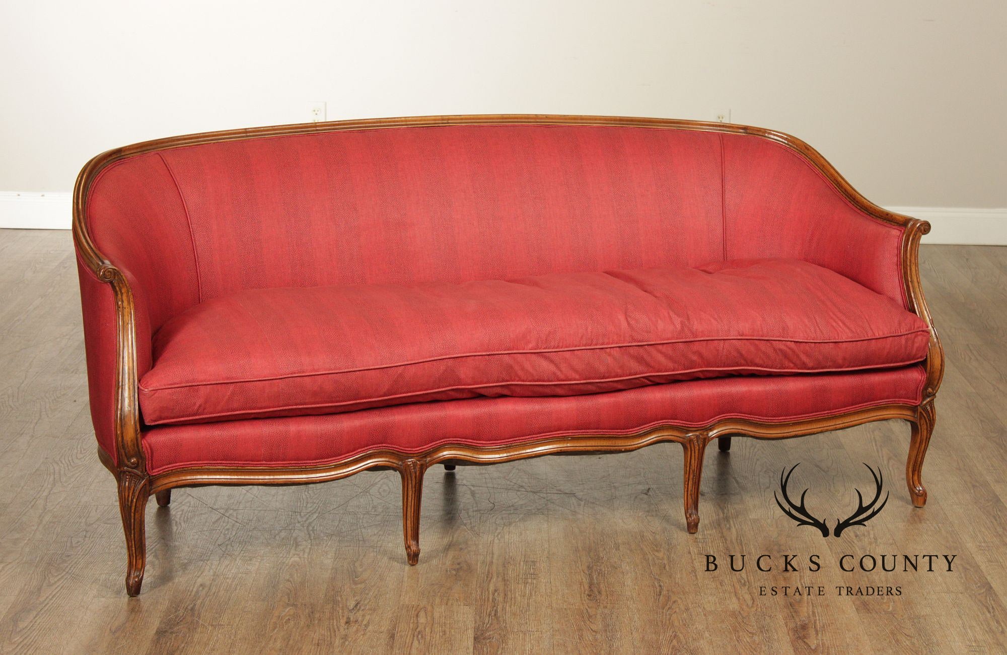 French Louis XV Style Walnut Upholstered Sofa