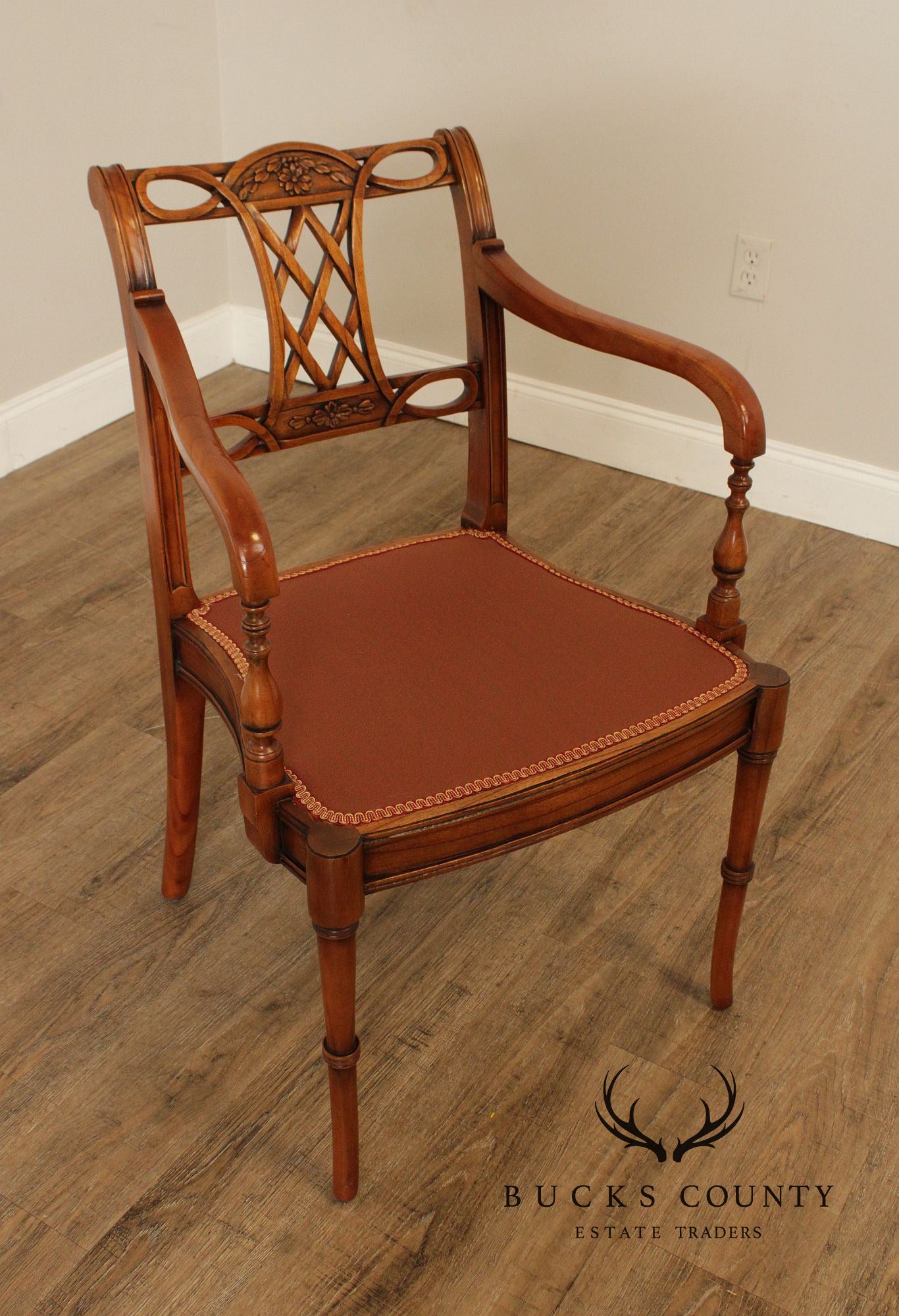 Regency Style Pair of Carved Frame Armchairs