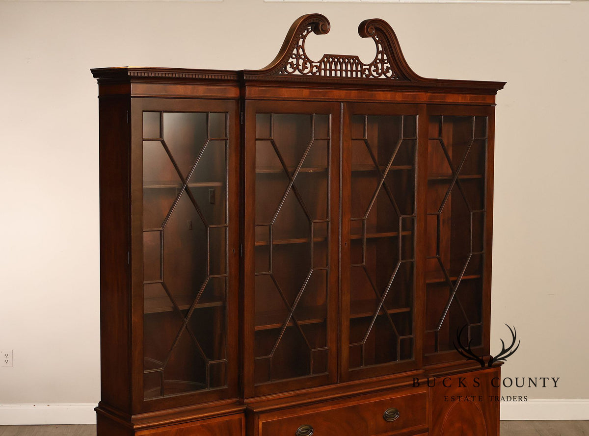 Baker Furniture Georgian Style Vintage Mahogany Breakfront Bookcase