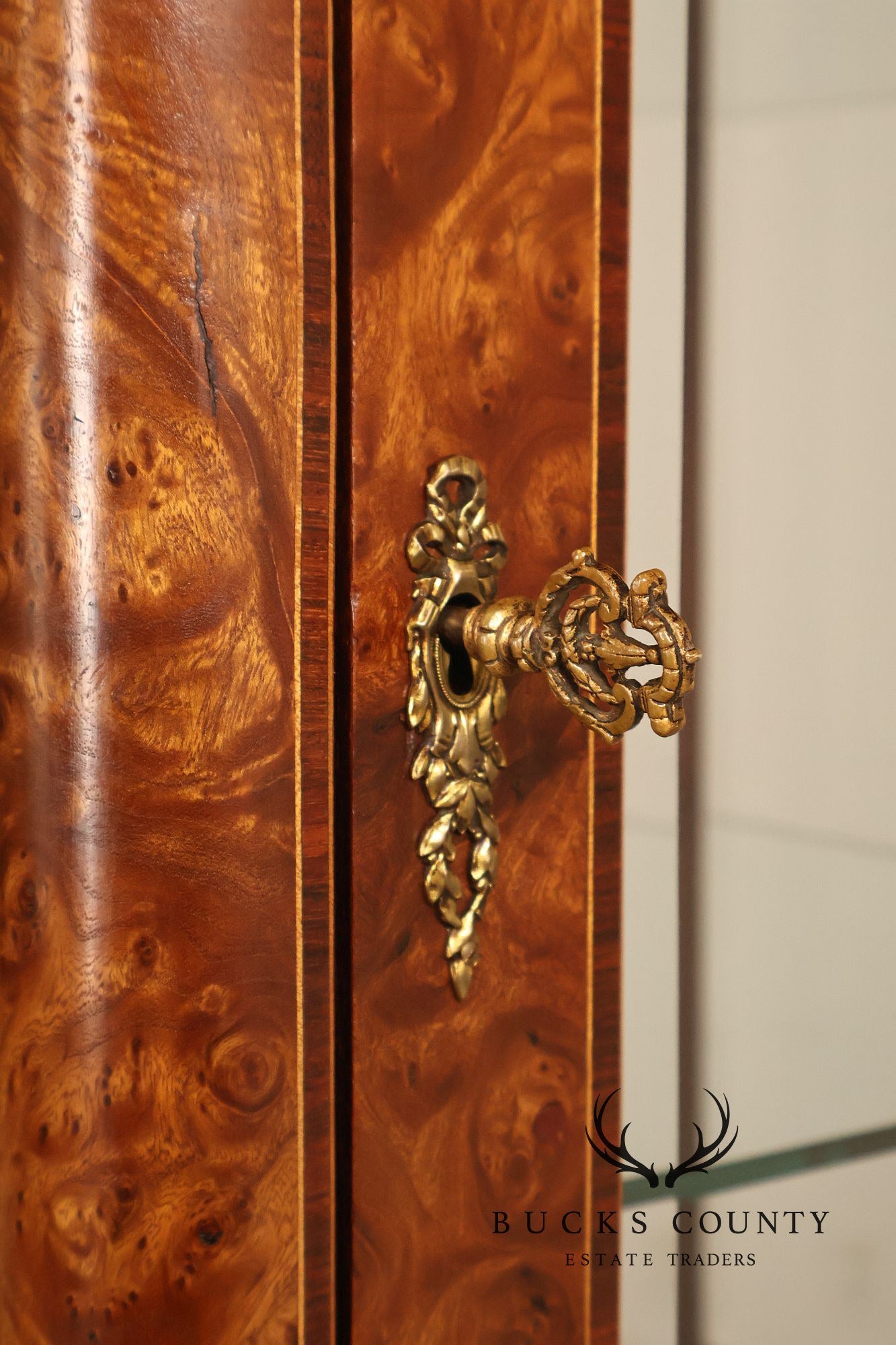 French Belle Époque Art Nouveau Burled Walnut Marble Top Sideboard With Display Cabinets