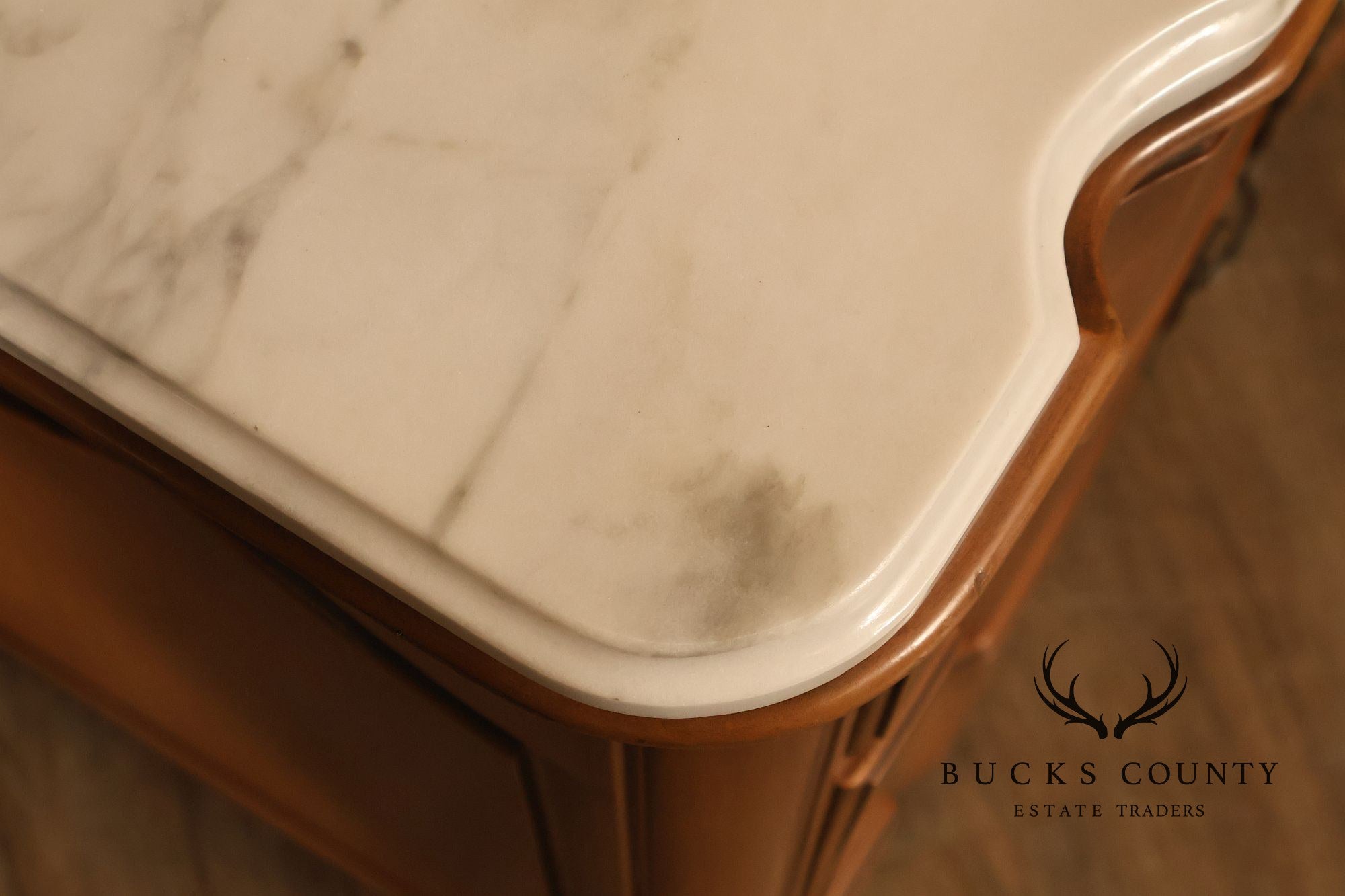French Provincial Style Marble Top Nine Drawer Dresser
