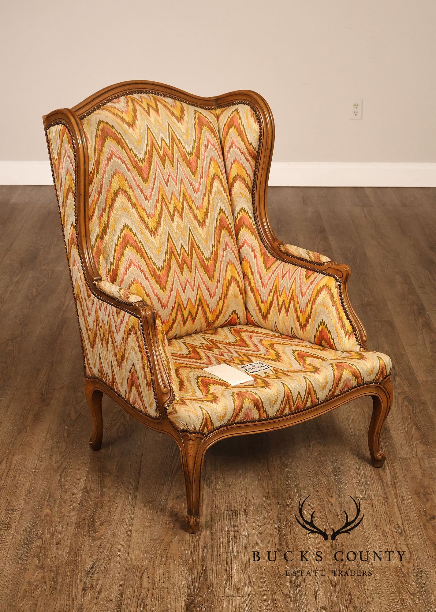 Baker Furniture Louis XV Style Wing Back Bergère Chair And Ottoman