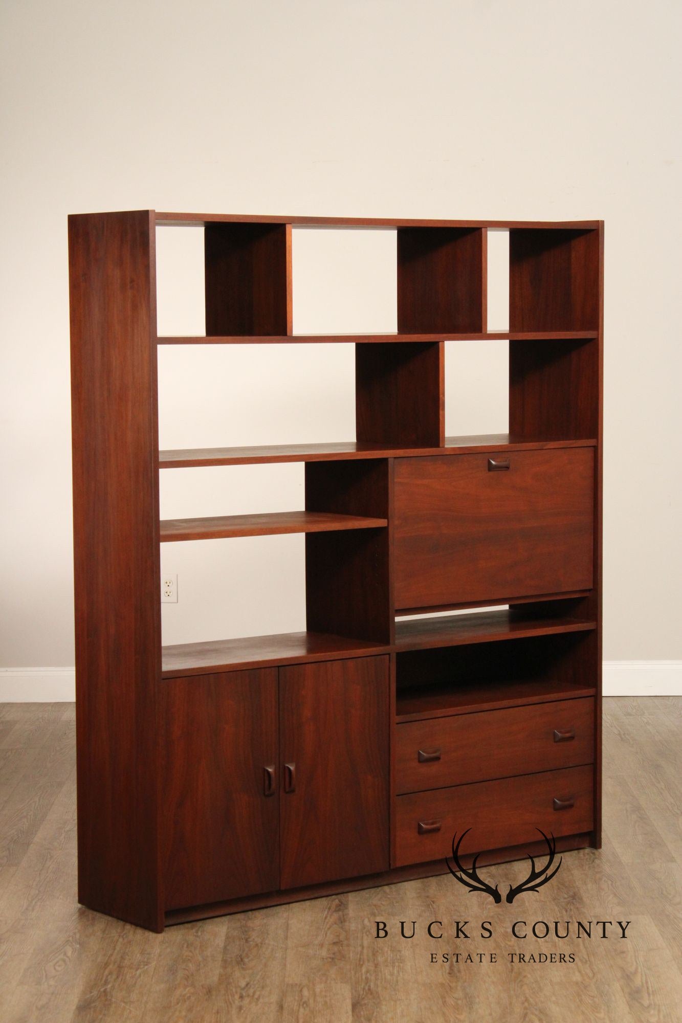 Mid Century Modern Walnut Room Divider Bookcase