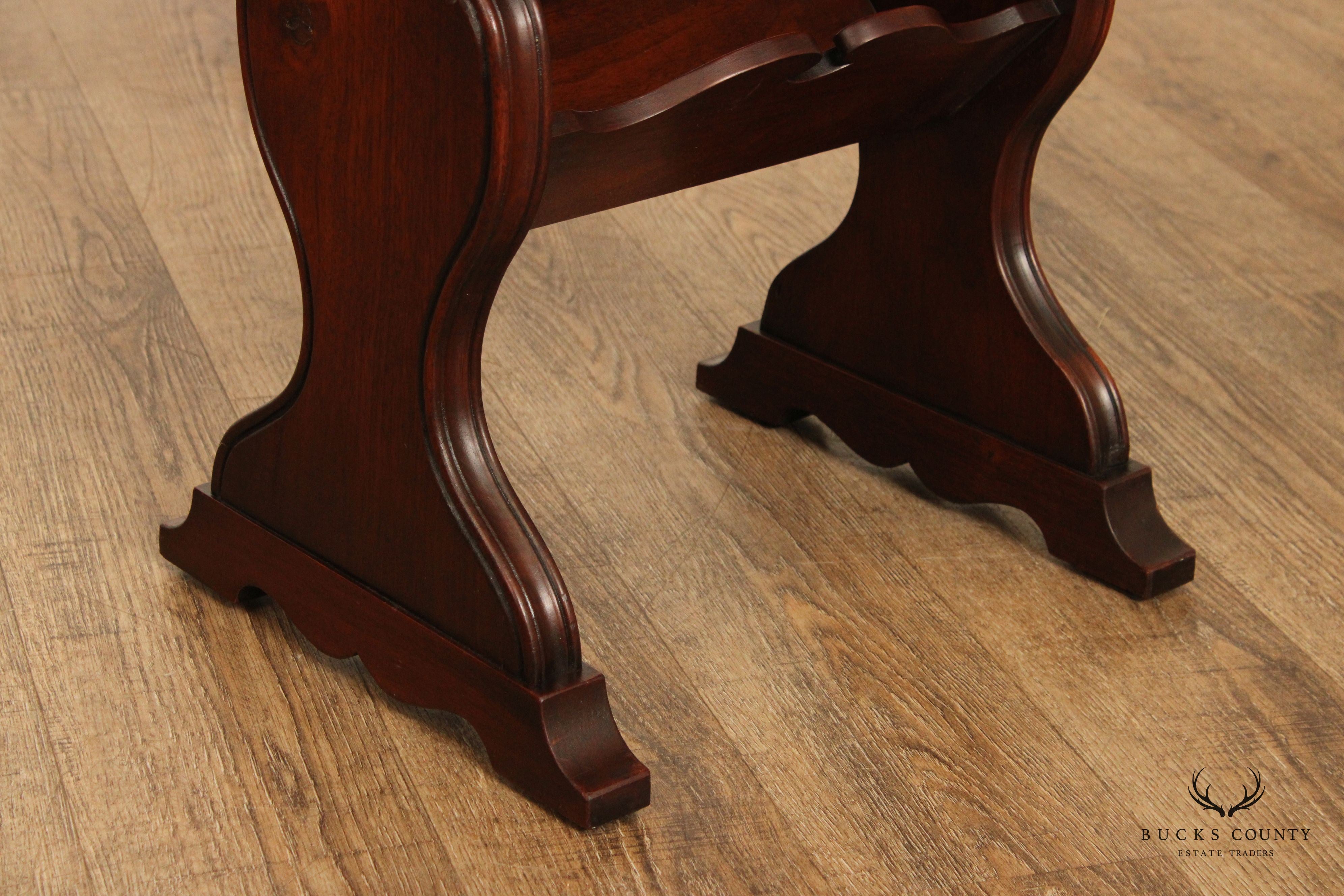 1920s Custom Crafted Walnut Magazine Book Stand Side Table