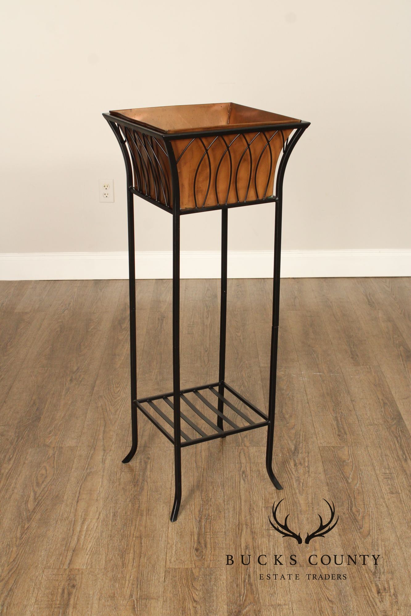 Smith & Hawken Pair of Steel and Copper Plant Stands