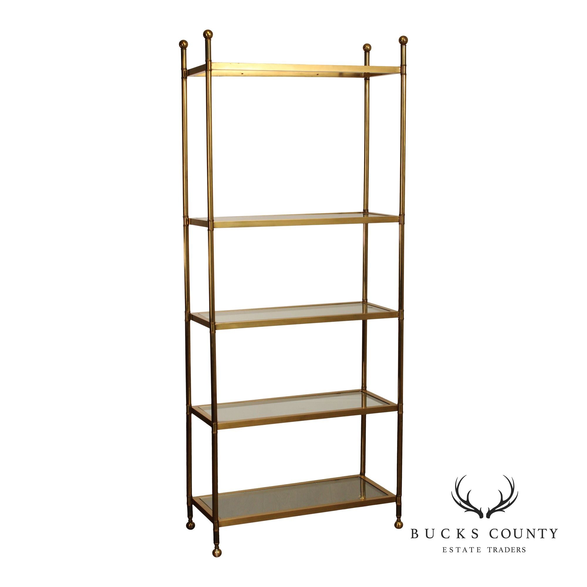 Mid Century Modern  Brass and Glass Etagere Bookshelf