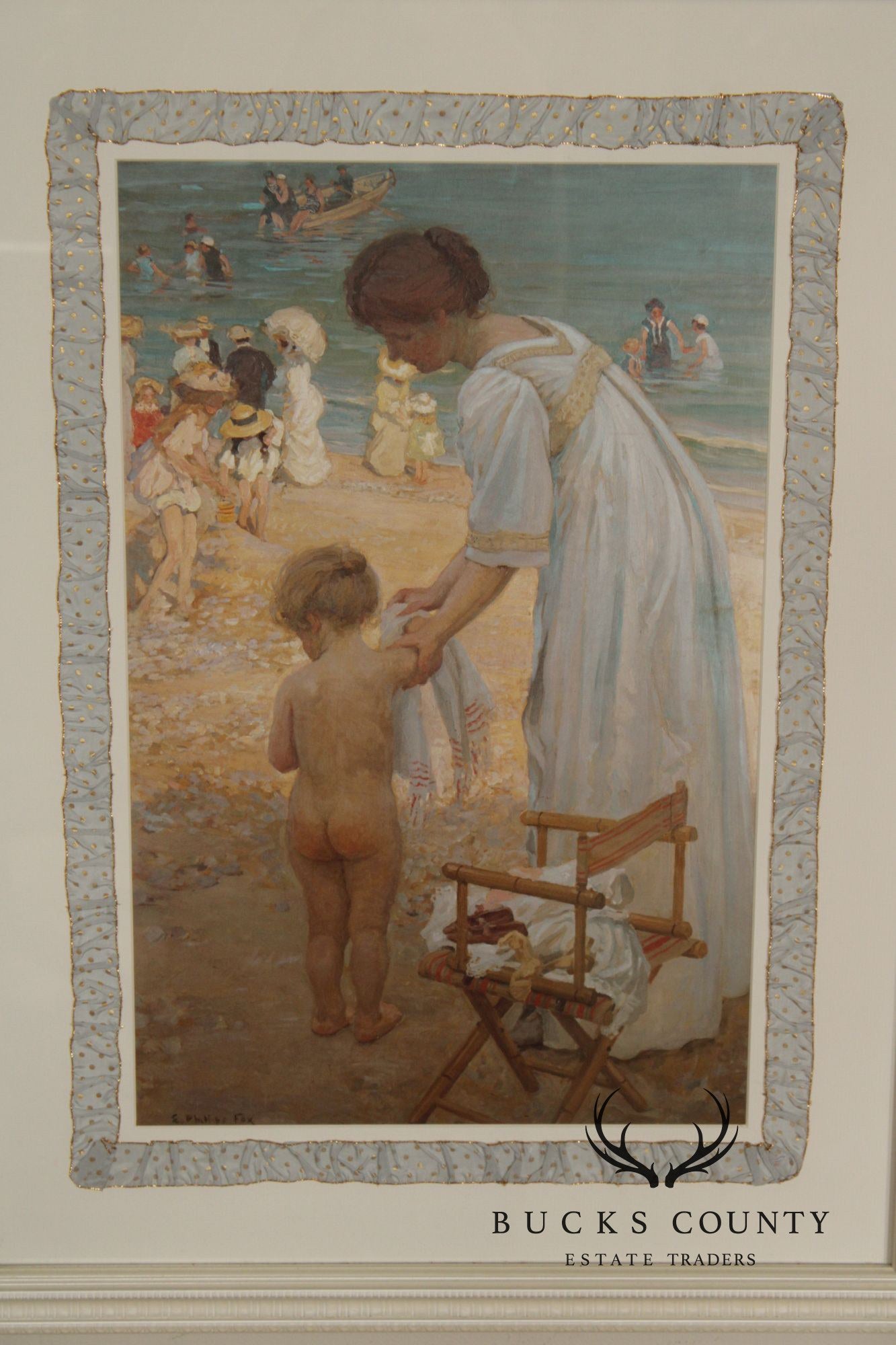 E. Phillips Fox Custom Framed Impressionist Print, 'L’heure Du Bain'