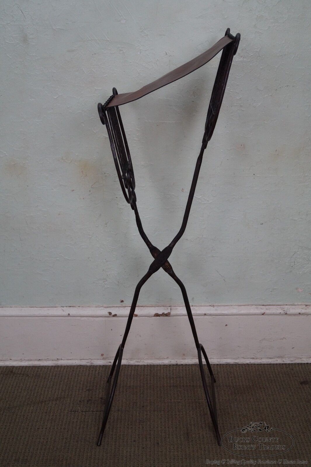 High Quality Hand Wrought Iron & Leather Lyre Music Stand