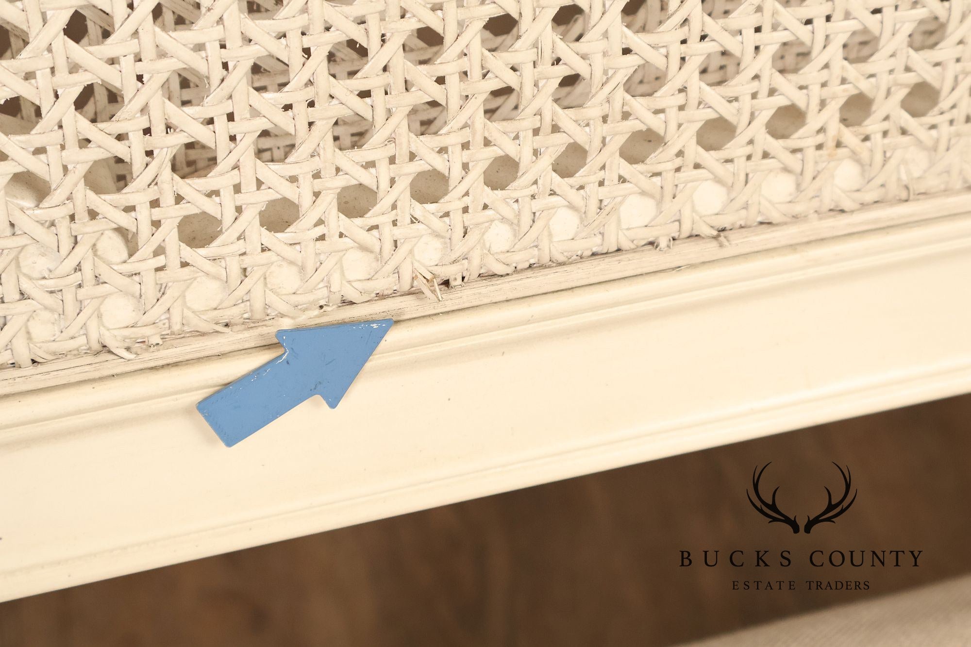 Alden Parkes Country French Louis XVI Style Caned Back Painted Settee