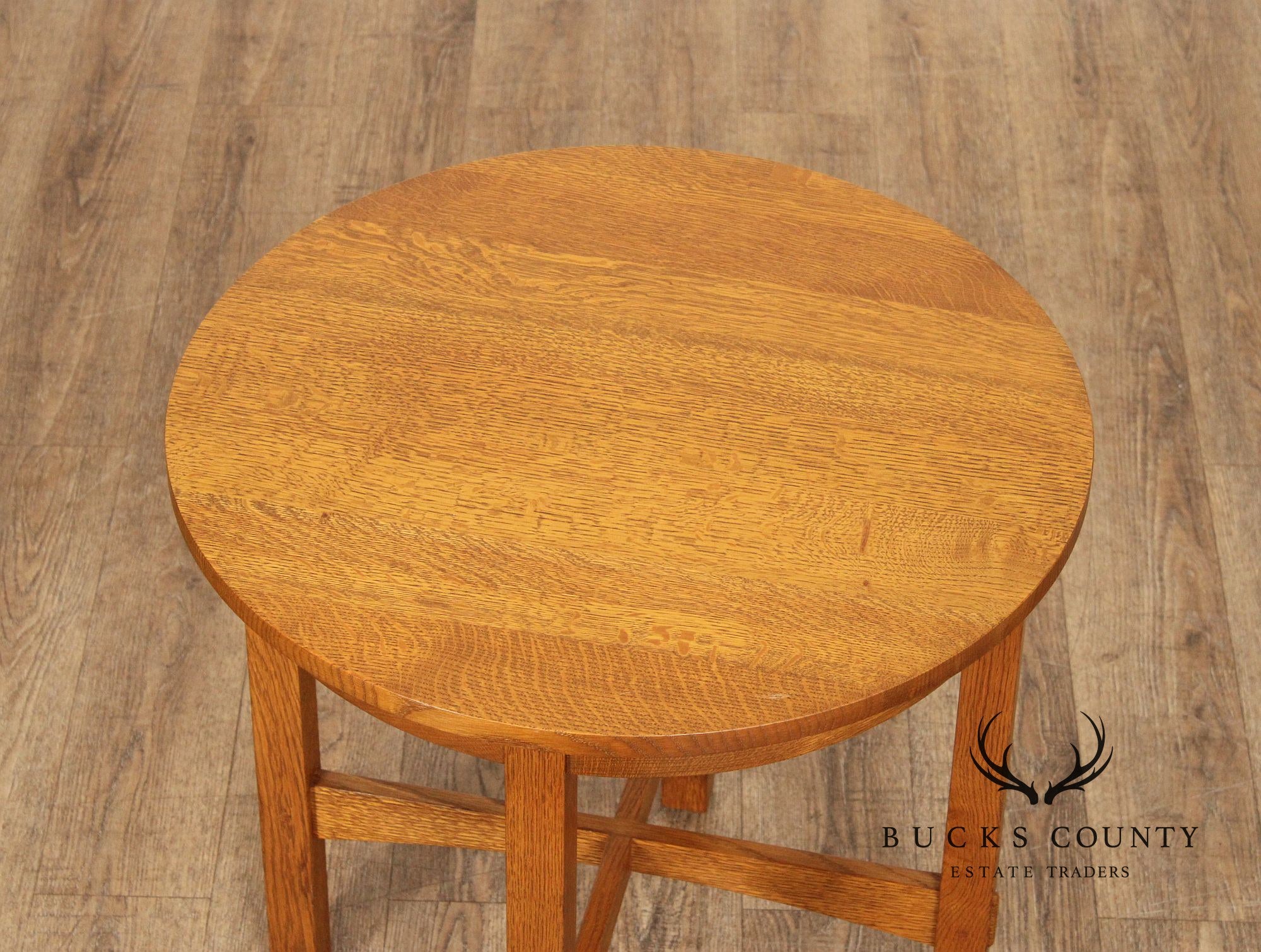 Stickley Mission Collection Oak Round Lamp Table