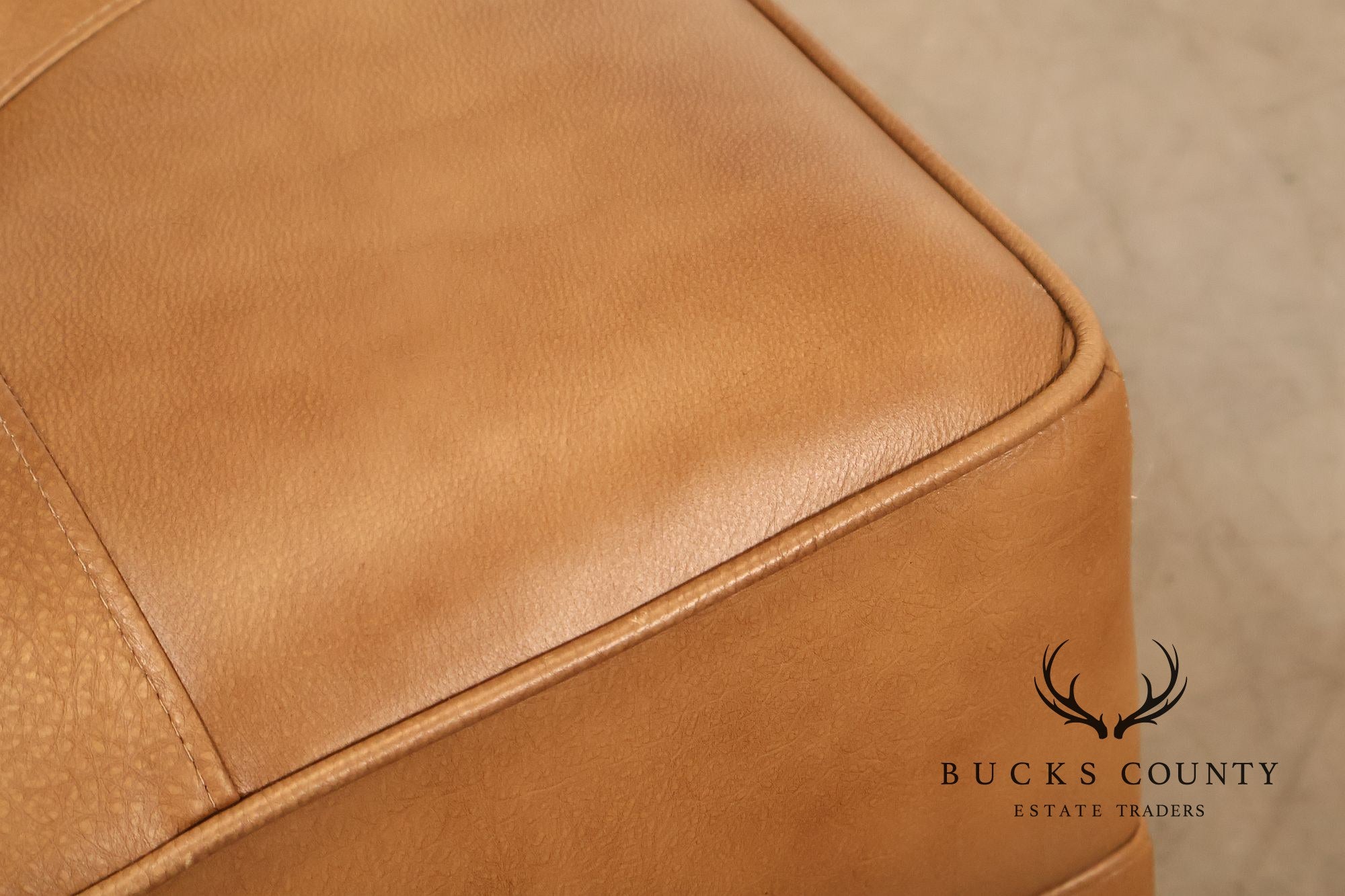 Ethan Allen 'Nassau' Tufted Leather Square Ottoman