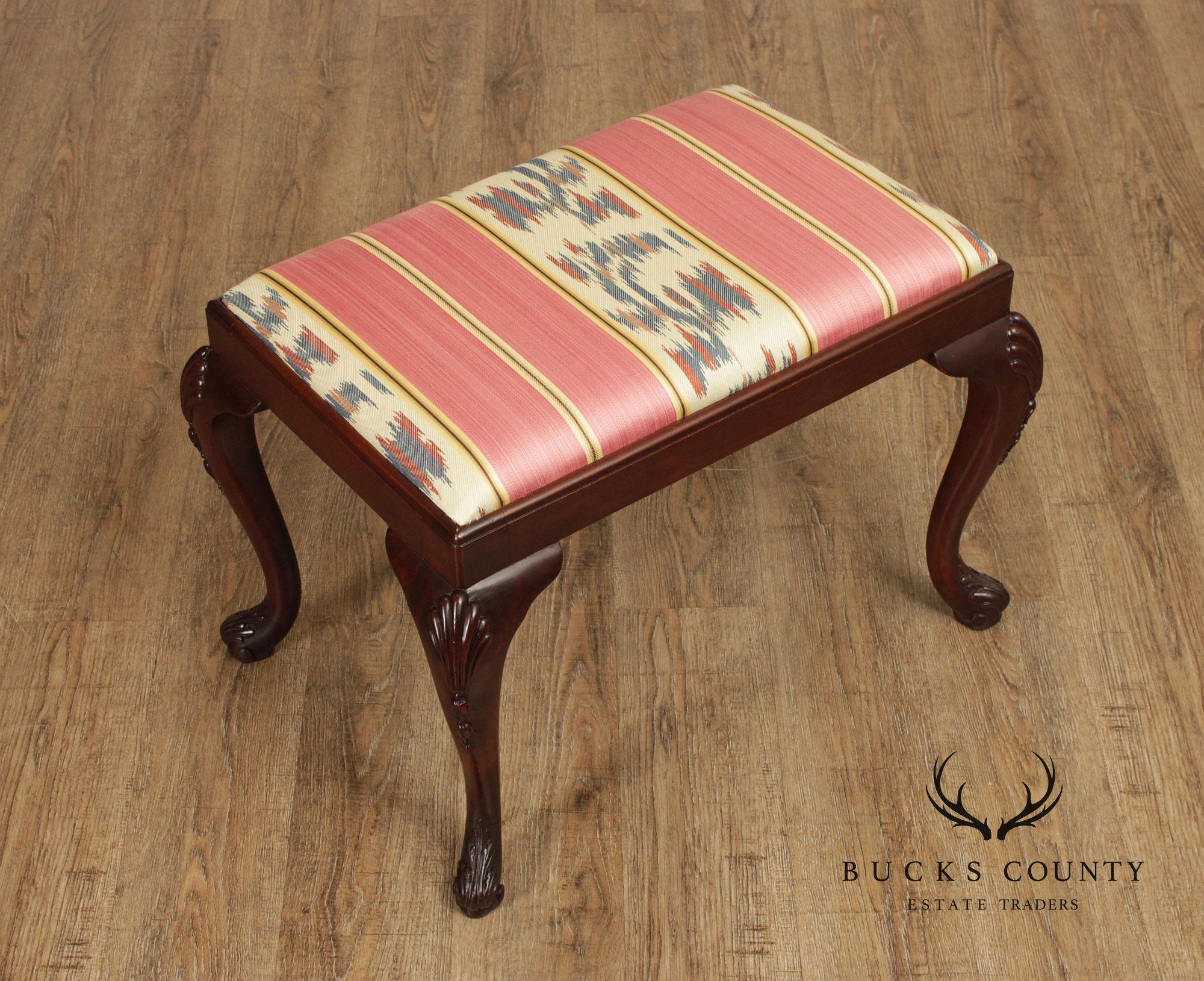 Georgian Style Carved Mahogany Stool