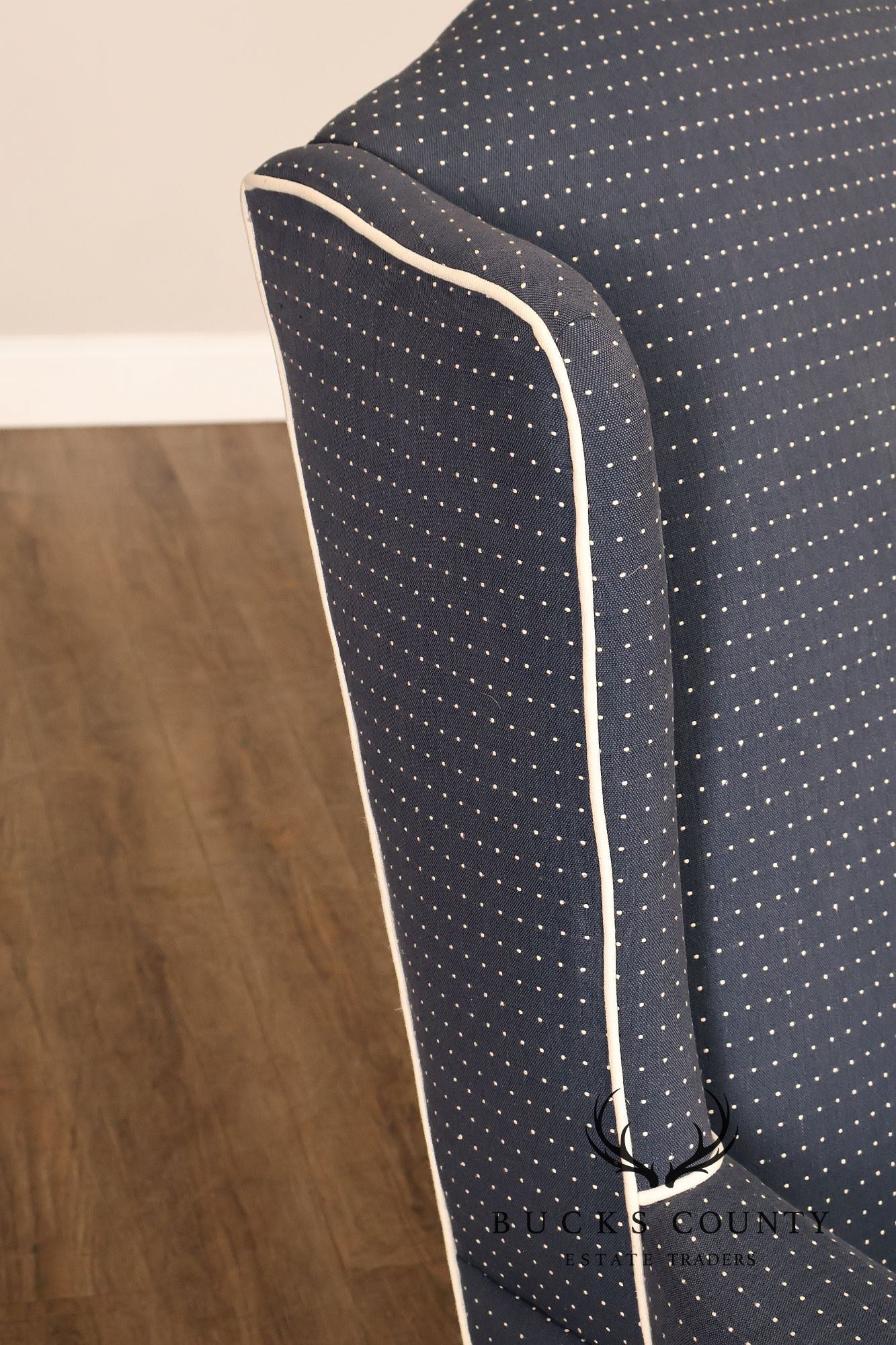 Vintage Queen Anne Style Upholstered Wing Chair