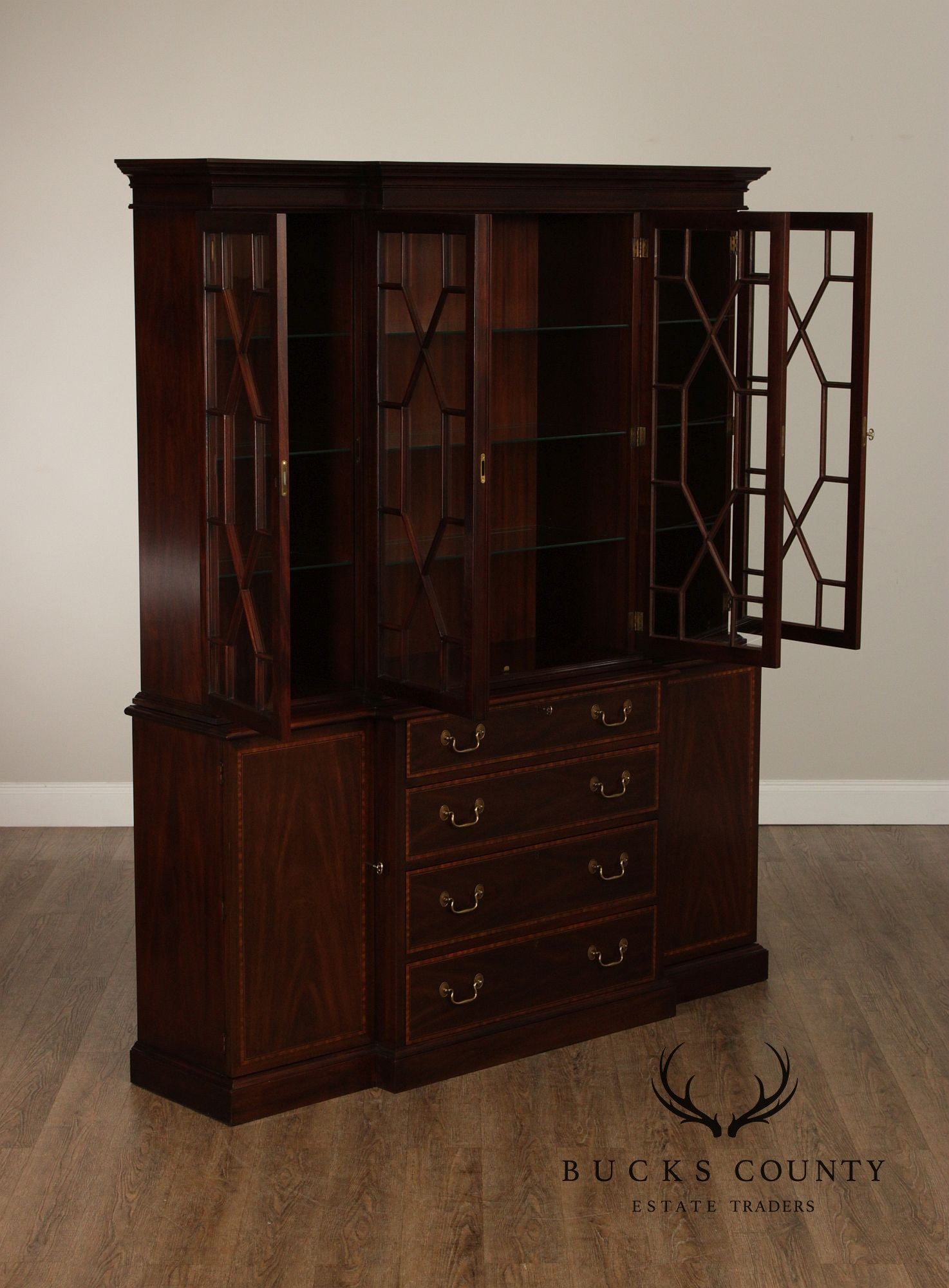 Henkel Harris Chippendale Style Mahogany Breakfront