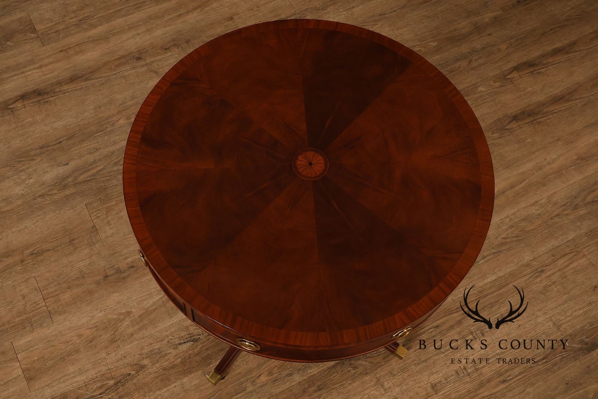 Hickory Chair Federal Style Round Inlaid Mahogany Drum Table
