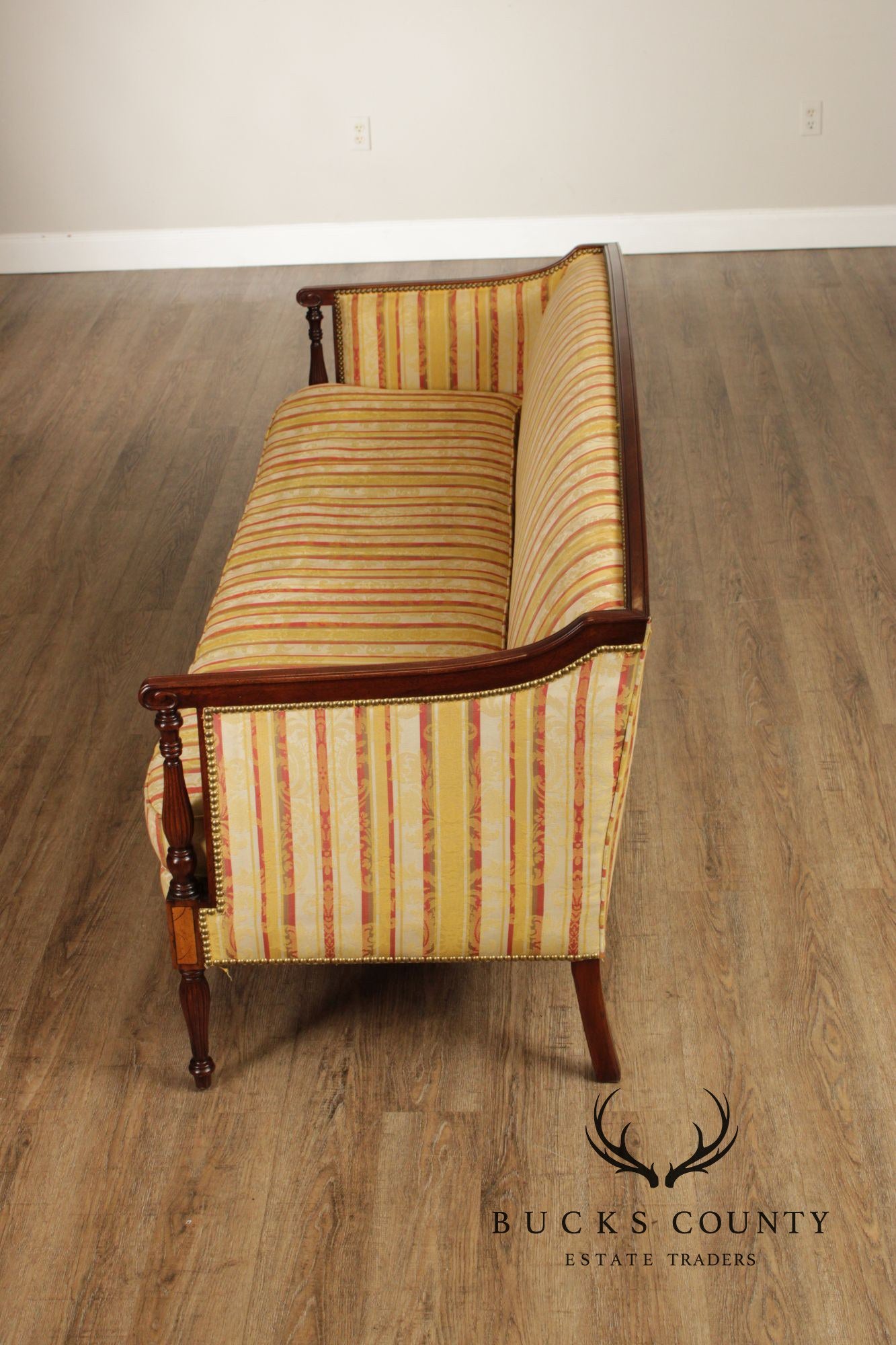 Sheraton Style Upholstered Mahogany Sofa