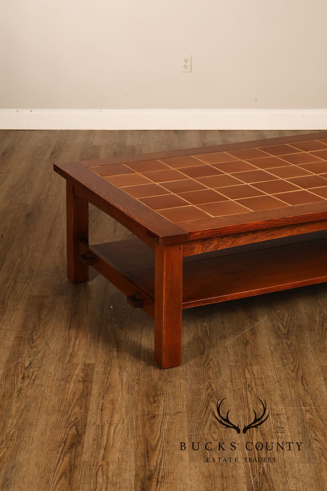 Stickley Mission Collection Oversized Oak Tile Top Coffee Table
