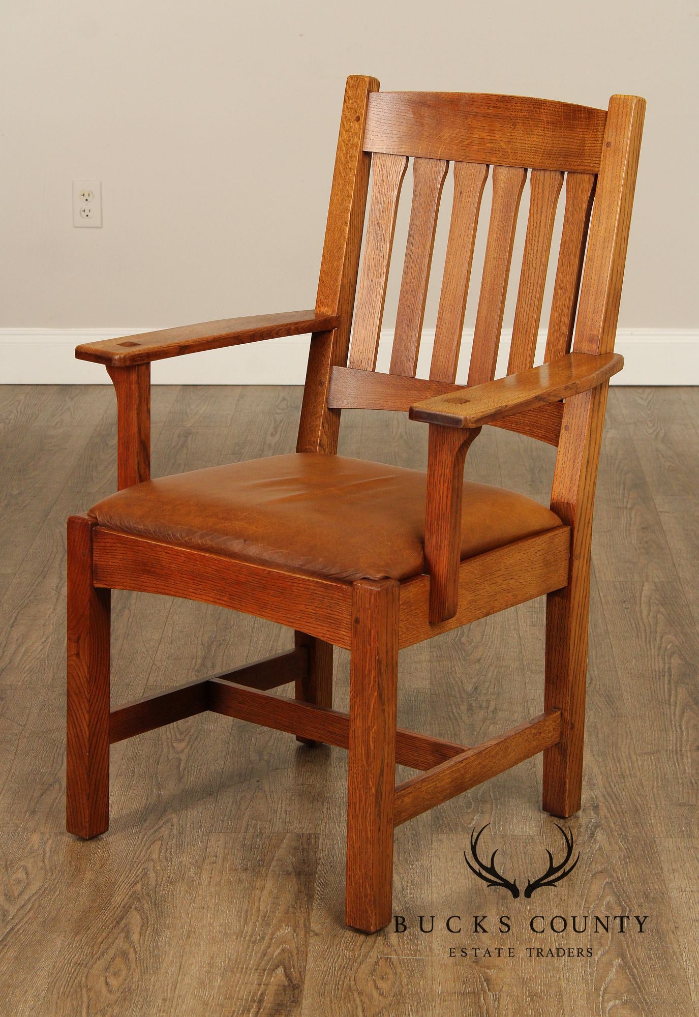 Stickley Mission Collection Cottage Oak and Leather Dining Chair