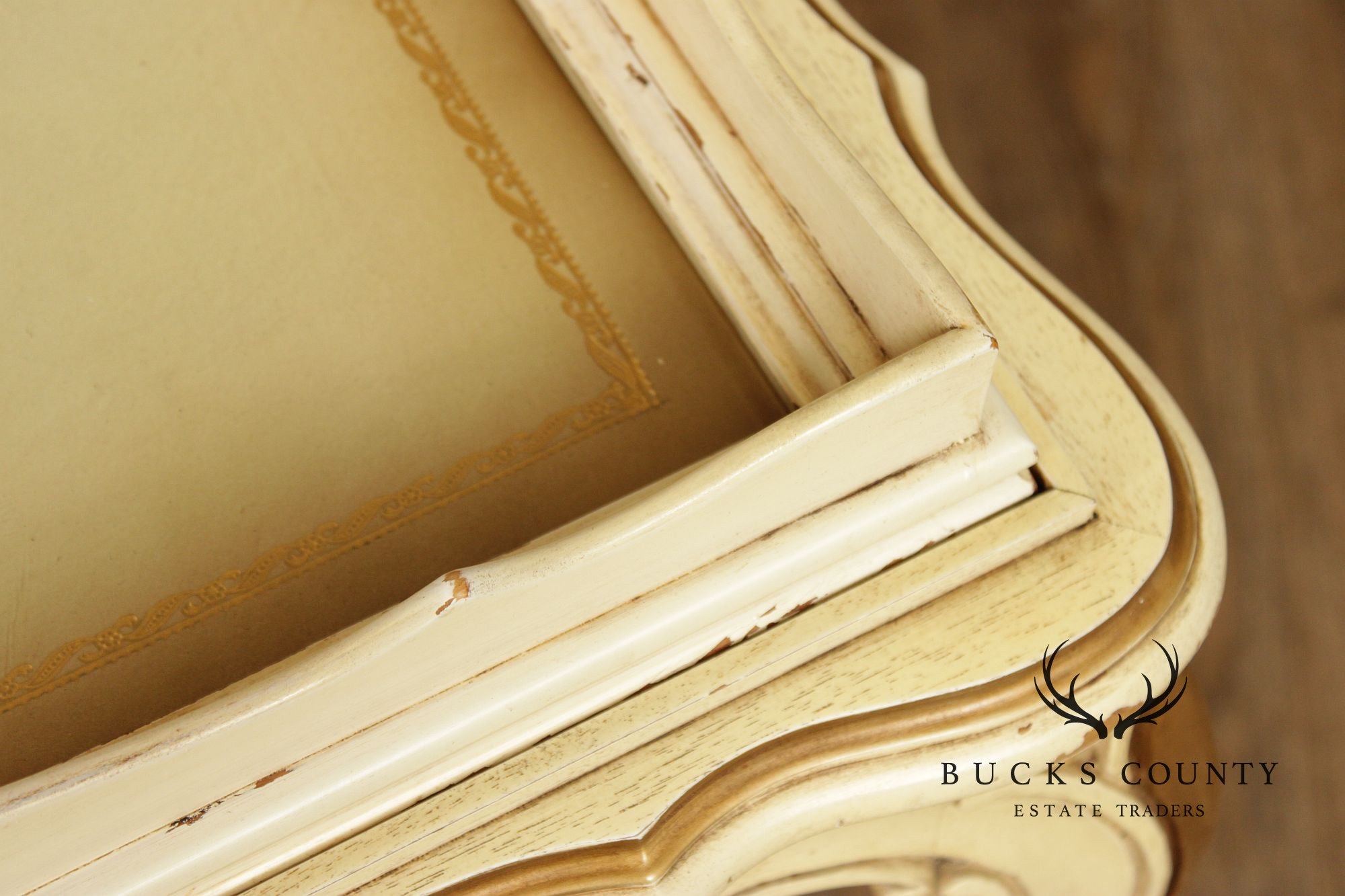 French Provincial Style Vintage Painted Tray Top Bar Cart