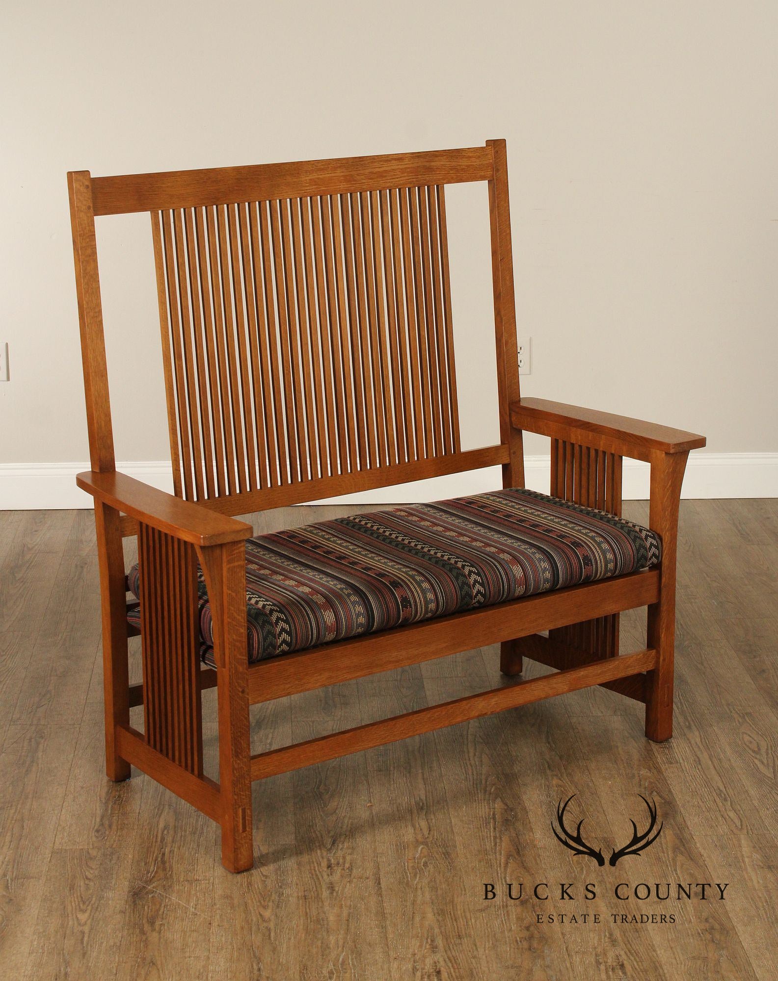 Stickley Mission Collection Oak Spindle Settee