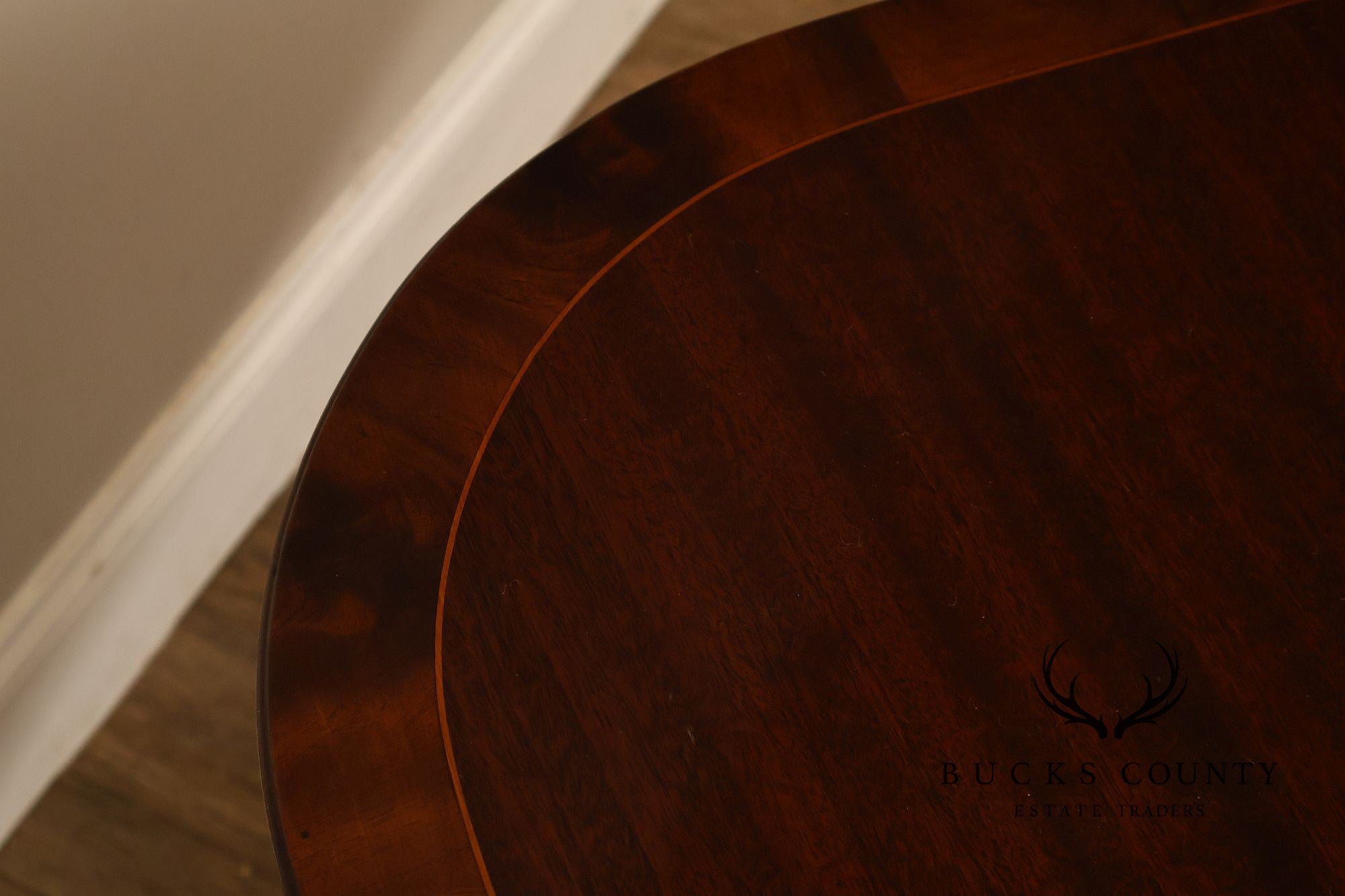 Regency Style Banded Mahogany Double Pedestal Dining Table With 2 Leaves