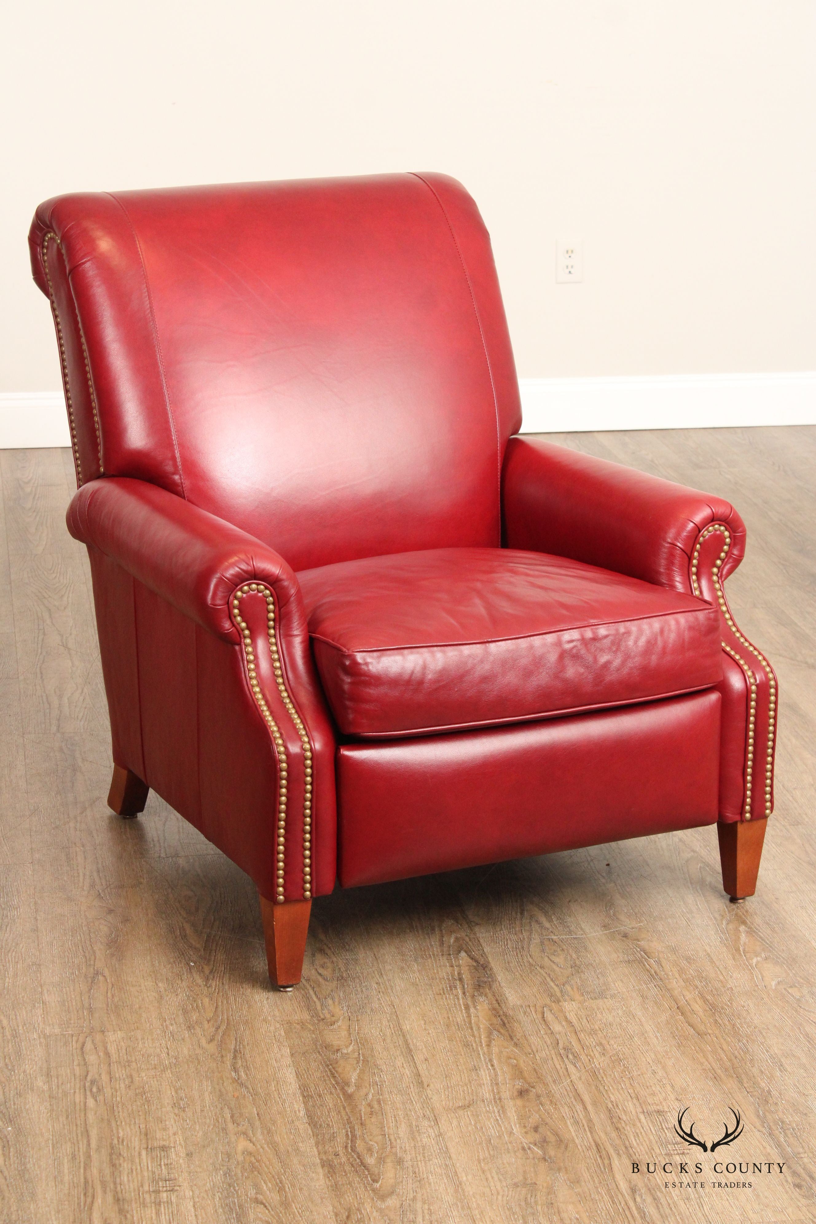 Stickley Craftsman Traditional Red Leather Recliner