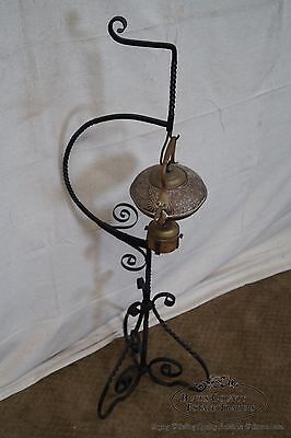 Antique 19th Century Copper Tea Kettle on Wrought Iron Stand