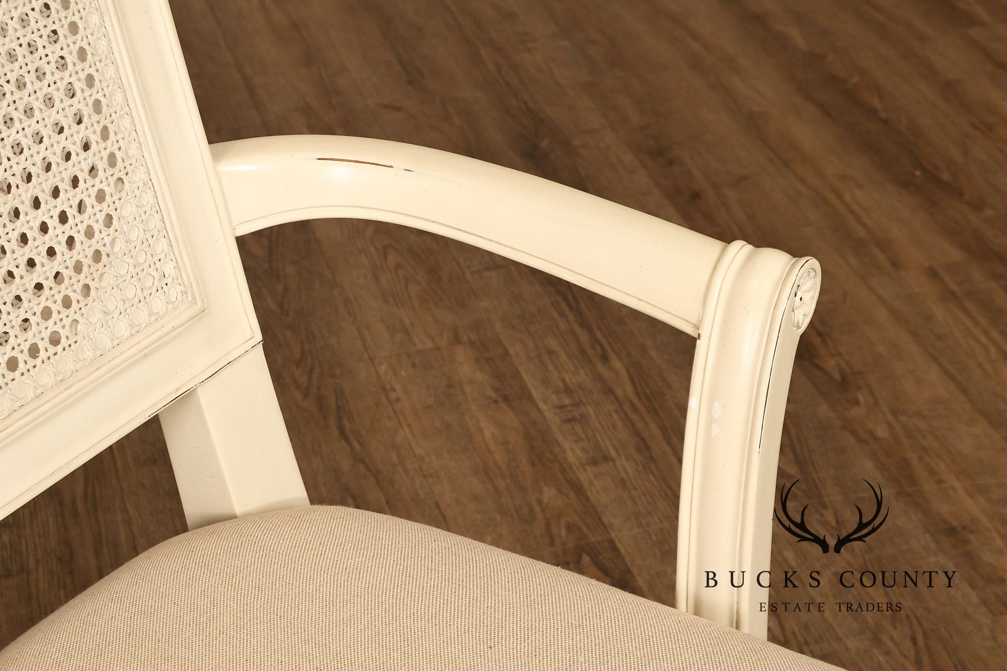 Alden Parkes Country French Louis XVI Style Caned Back Painted Settee