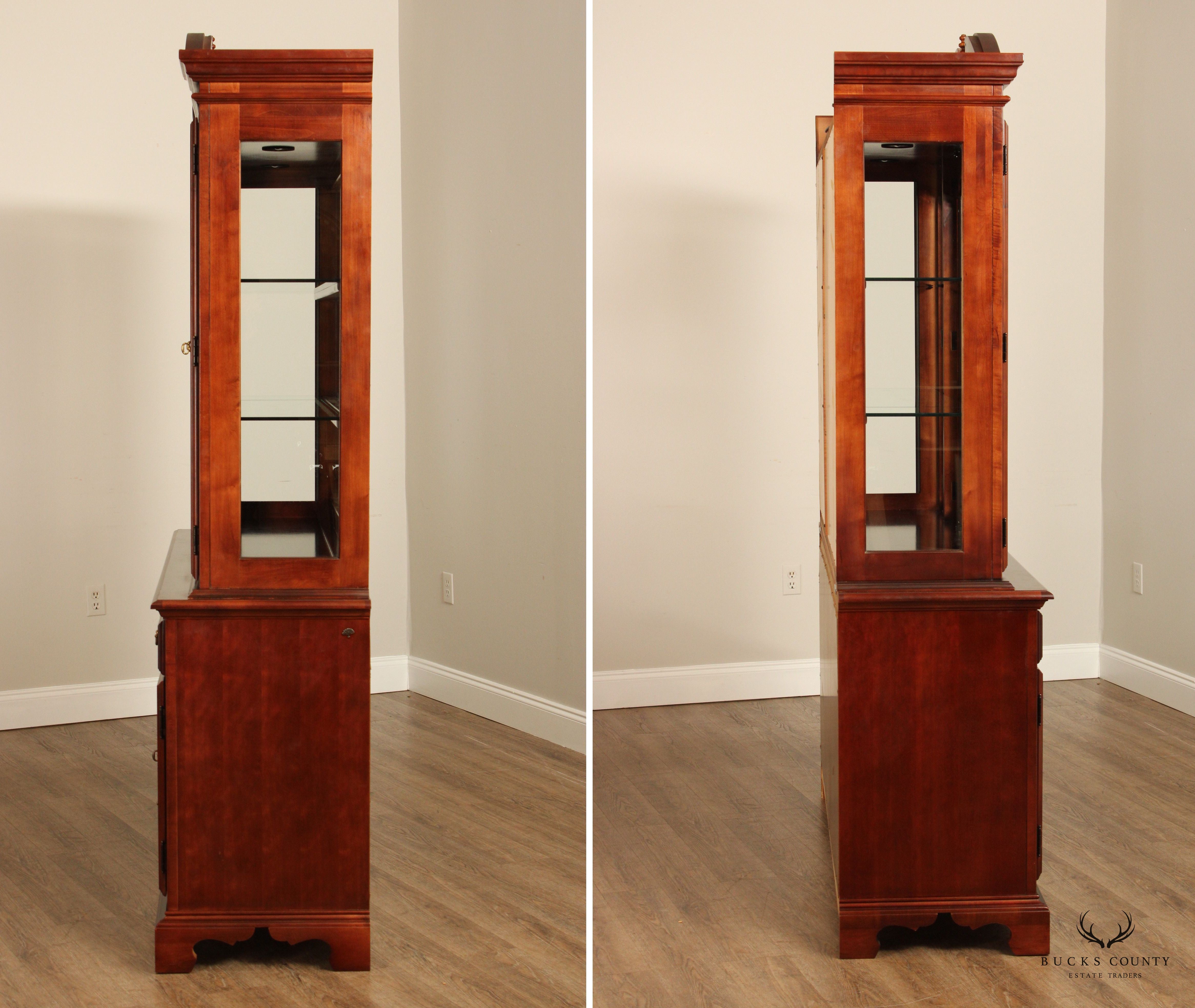 American Drew Chippendale Style Cherry China Cabinet