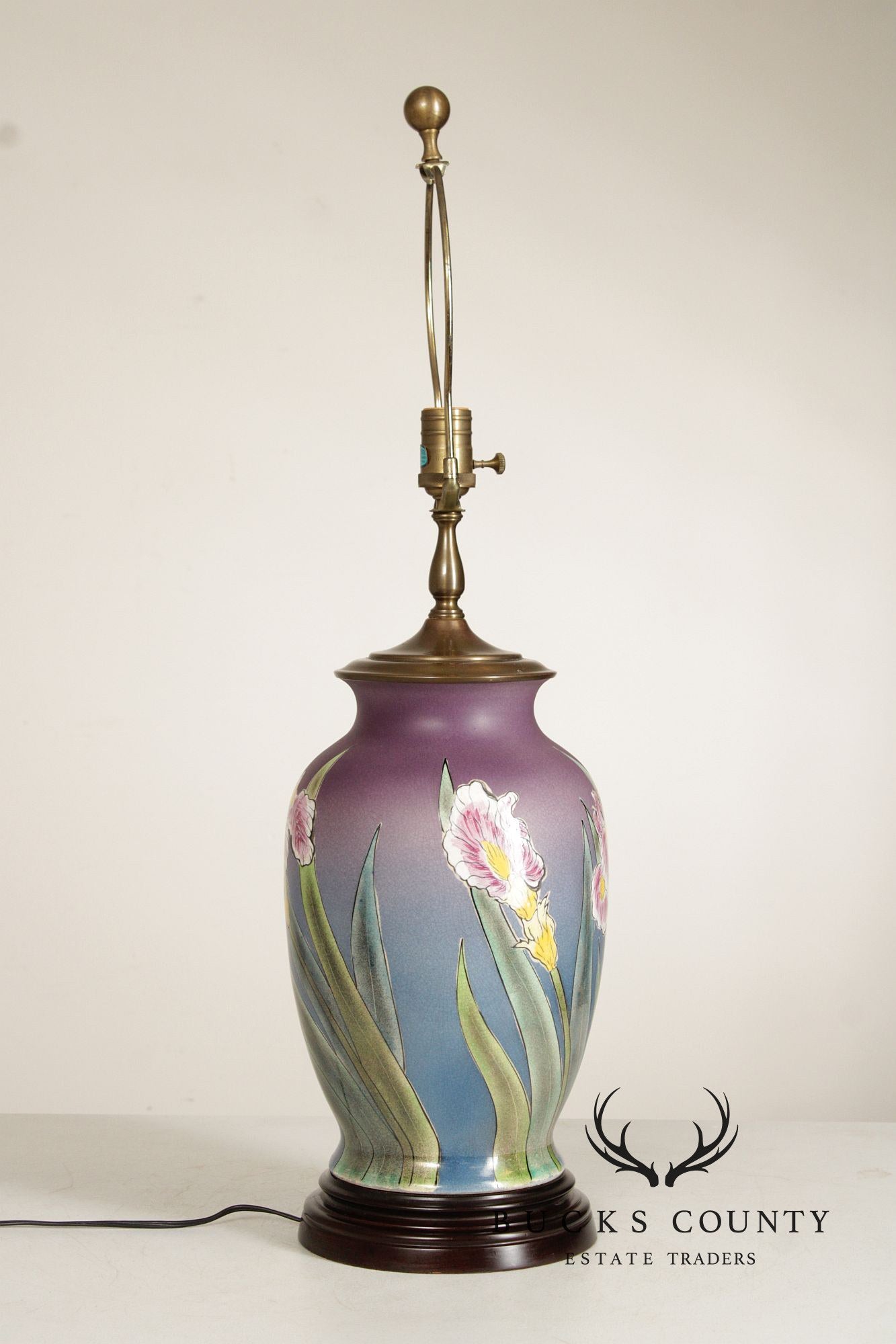 Wildwood Pair of Floral Enameled Porcelain Table Lamps