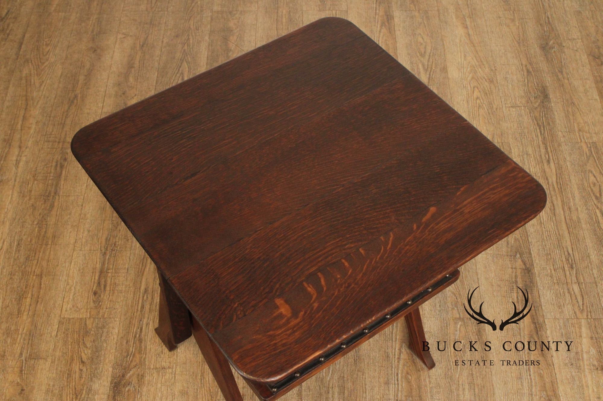 English Arts And Crafts Oak and Leather Metamorphic Armchair  Game Table