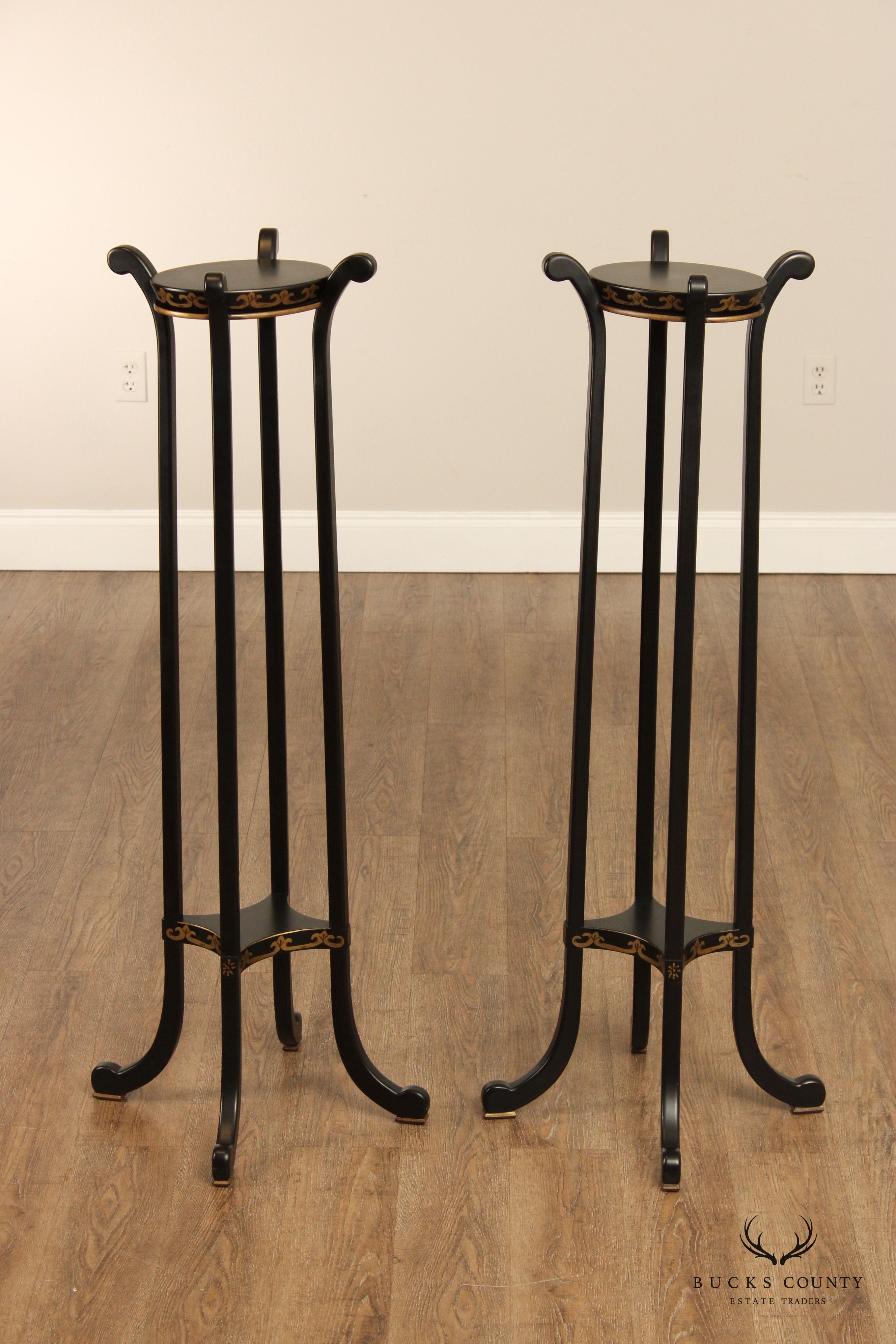 Chelsea House Ebonized Pair Of Paris Fern Stands