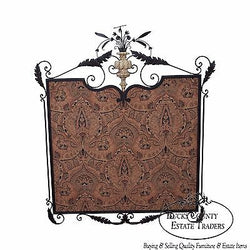 William Switzer Large Louis XVI Style Hand Forged Iron Framed Hanging Textile