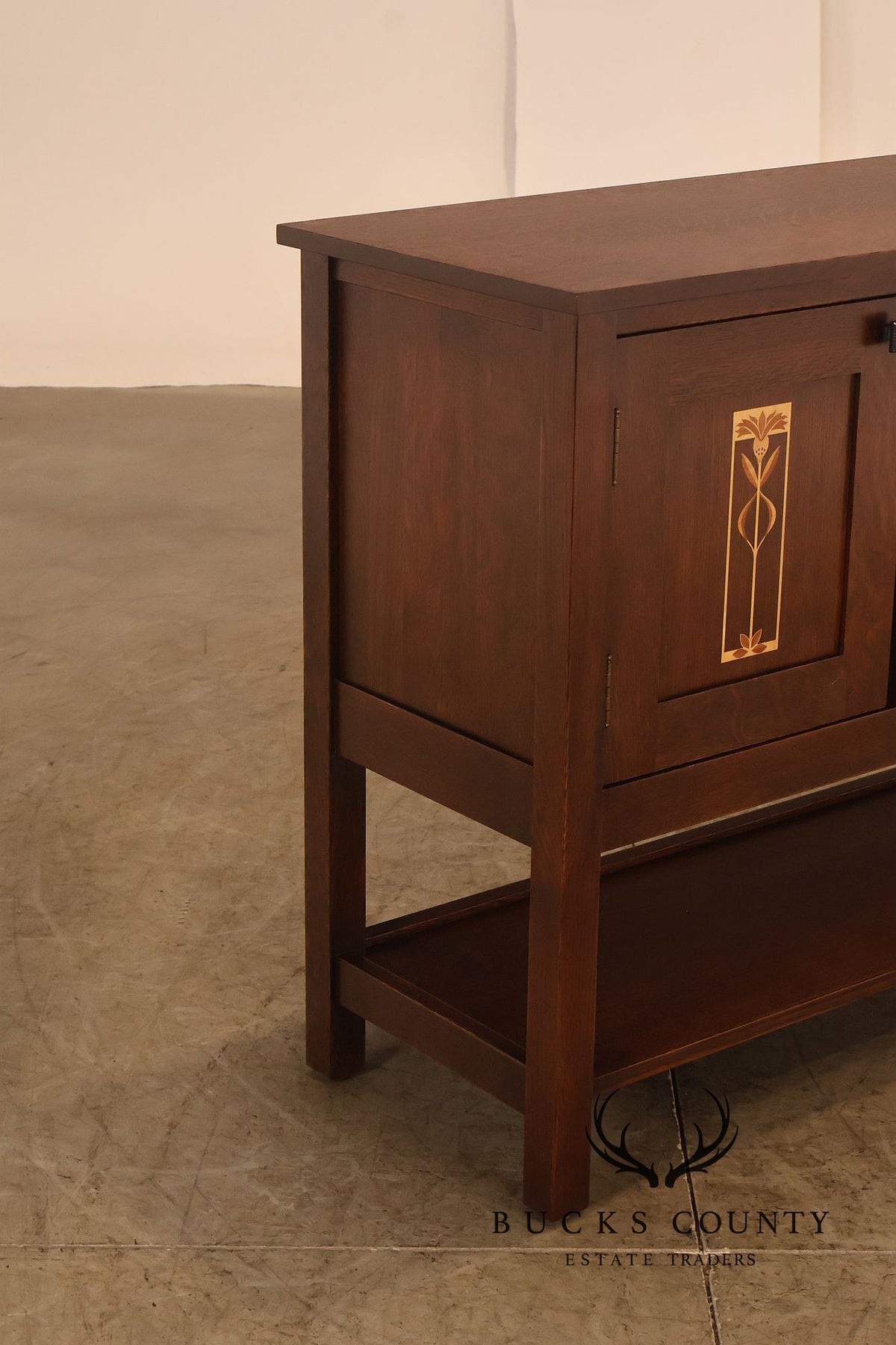 Stickley Meadowflower Collection Oak Inlaid Console Cabinet