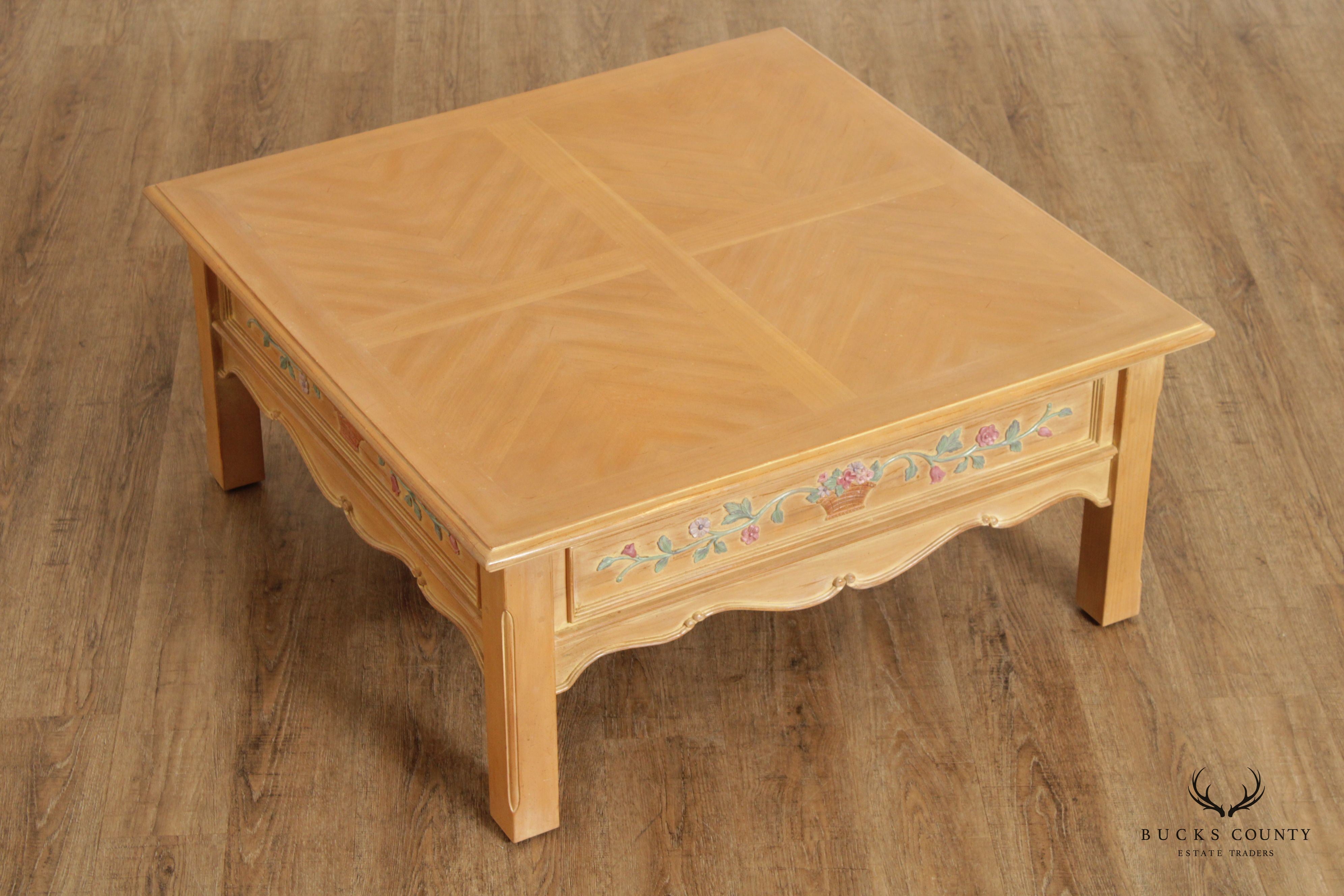 The Guild Hall French Country Style Carved and Painted Coffee Table