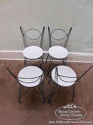 Modernist Wrought Iron Hairpin Arbuck Style 5 piece dining set, table & chairs