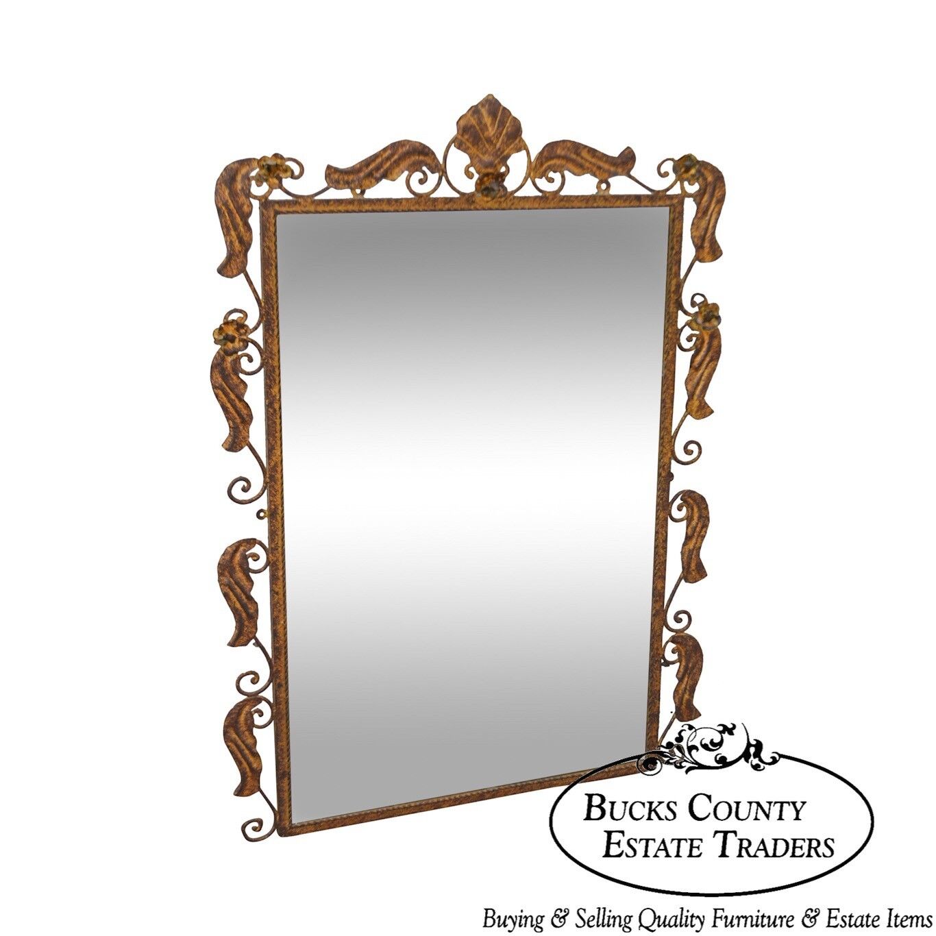 Rococo Style Italian Gilt Metal Frame Wall Mirror