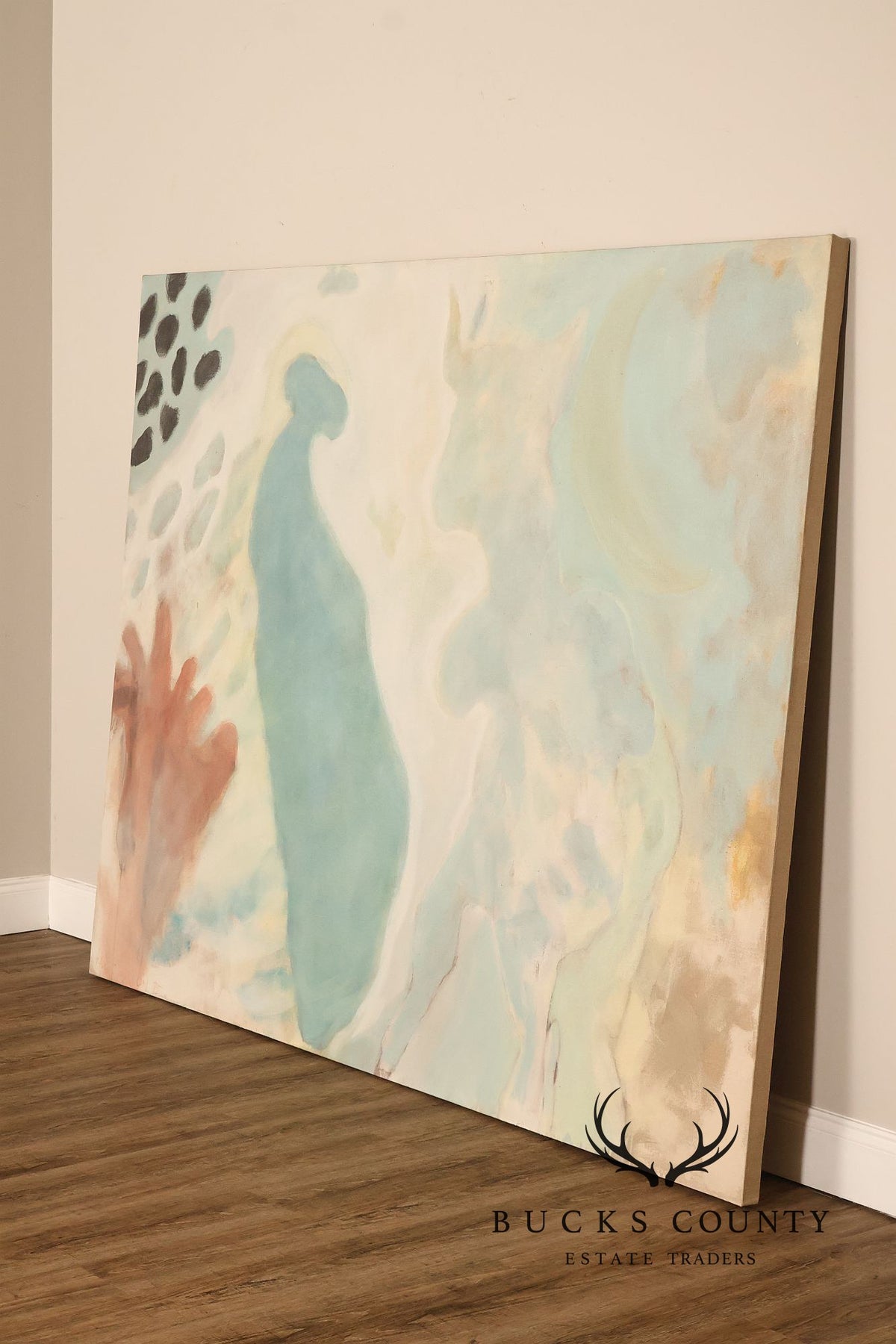 Large Modern Abstract Pastel Painting On Canvas By Paul C Wilson